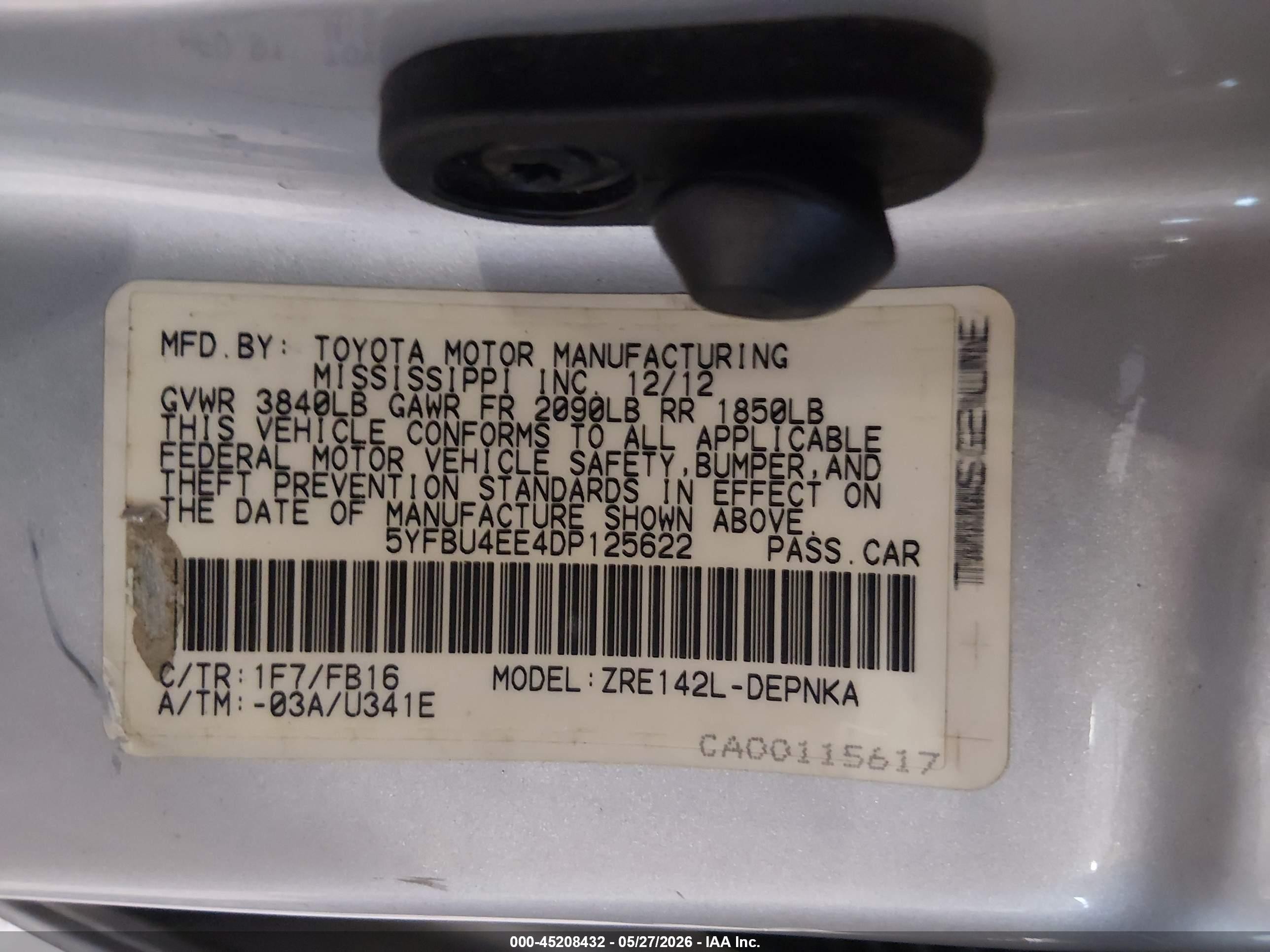2013 Toyota Corolla Le Silver vin: 5YFBU4EE4DP125622