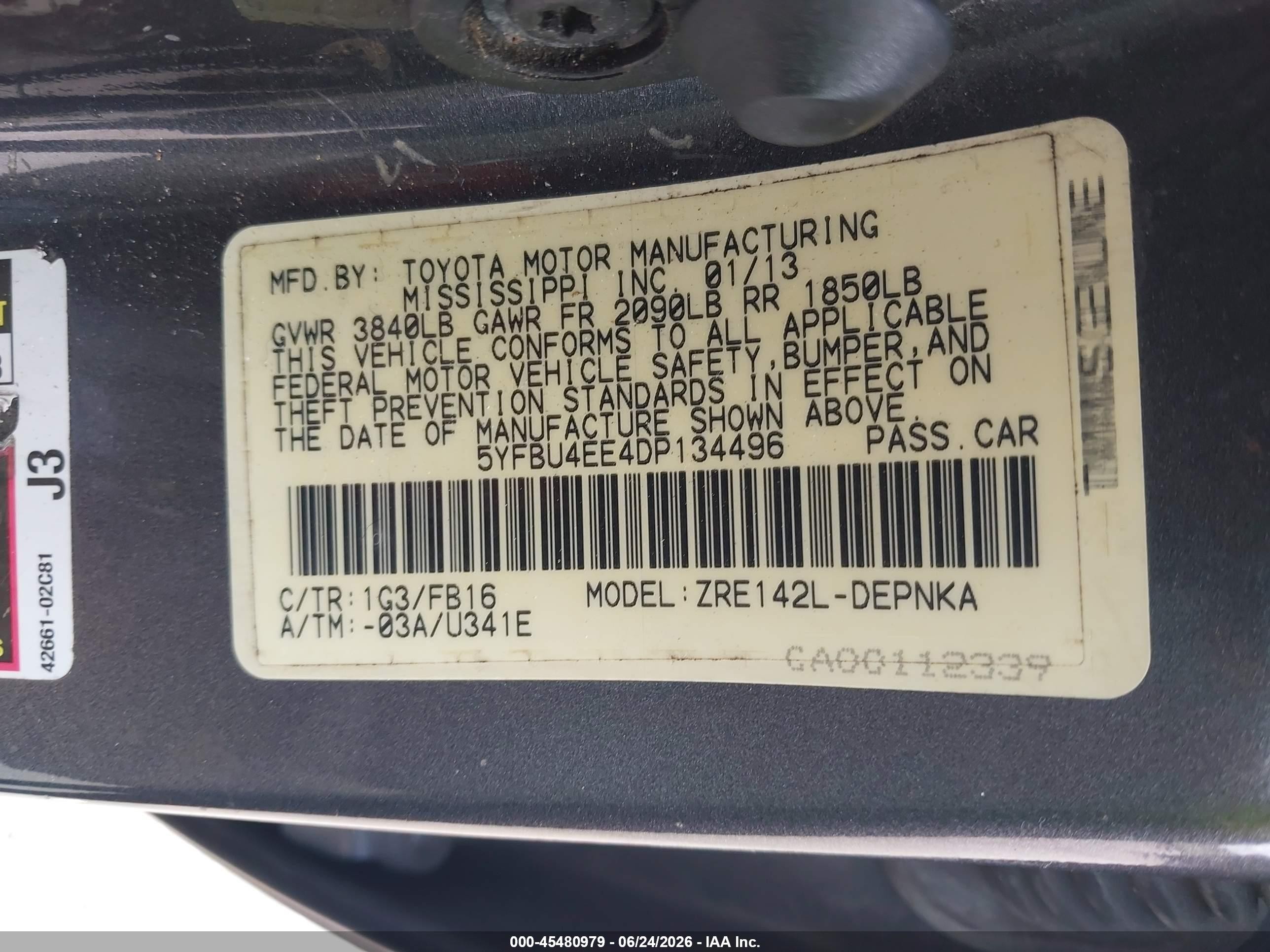 2013 Toyota Corolla Le Gray vin: 5YFBU4EE4DP134496