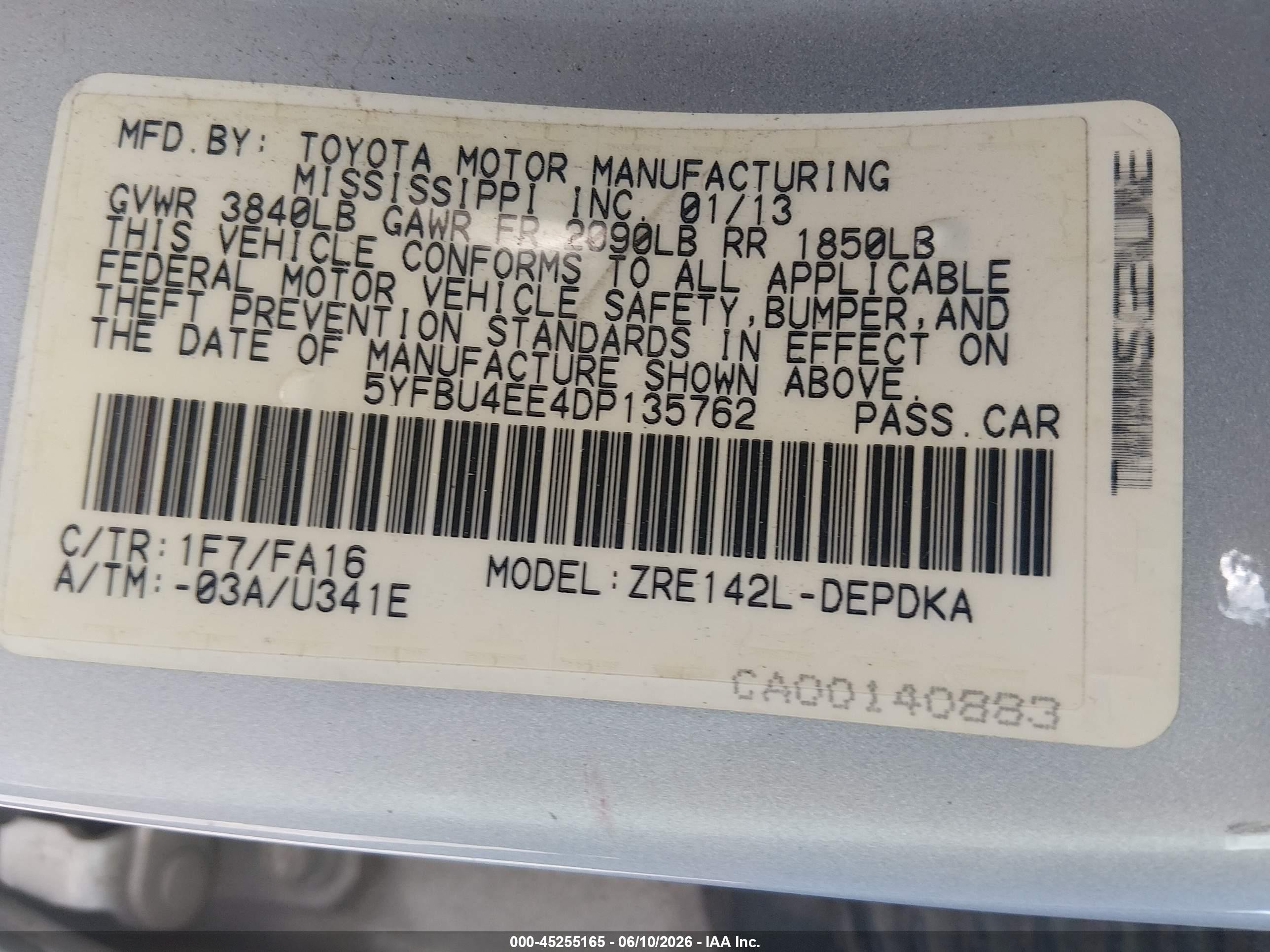 2013 Toyota Corolla L Silver vin: 5YFBU4EE4DP135762