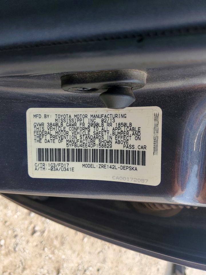 2013 Toyota Corolla S Gray vin: 5YFBU4EE4DP158829