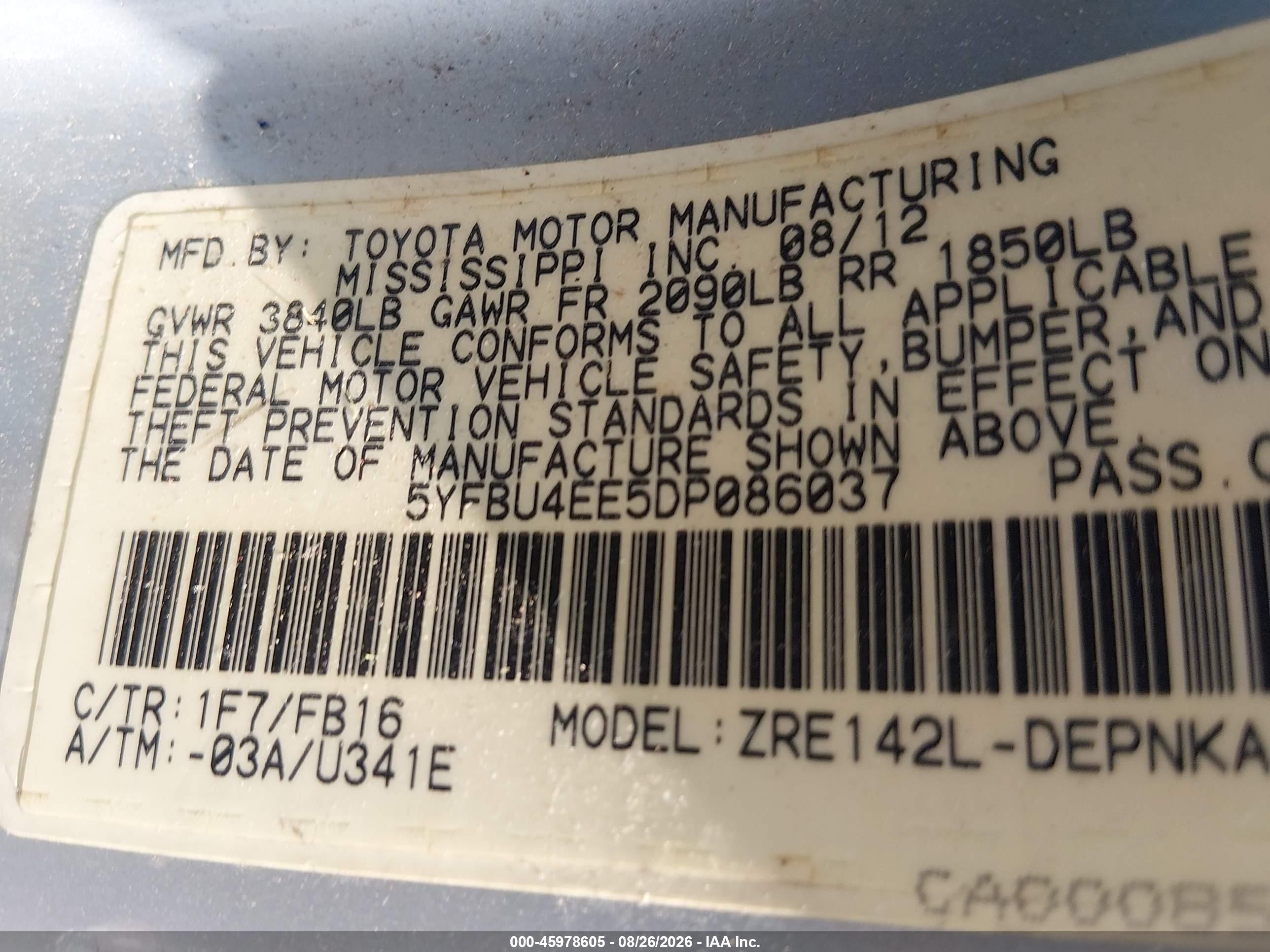 2013 Toyota Corolla Le Silver vin: 5YFBU4EE5DP086037