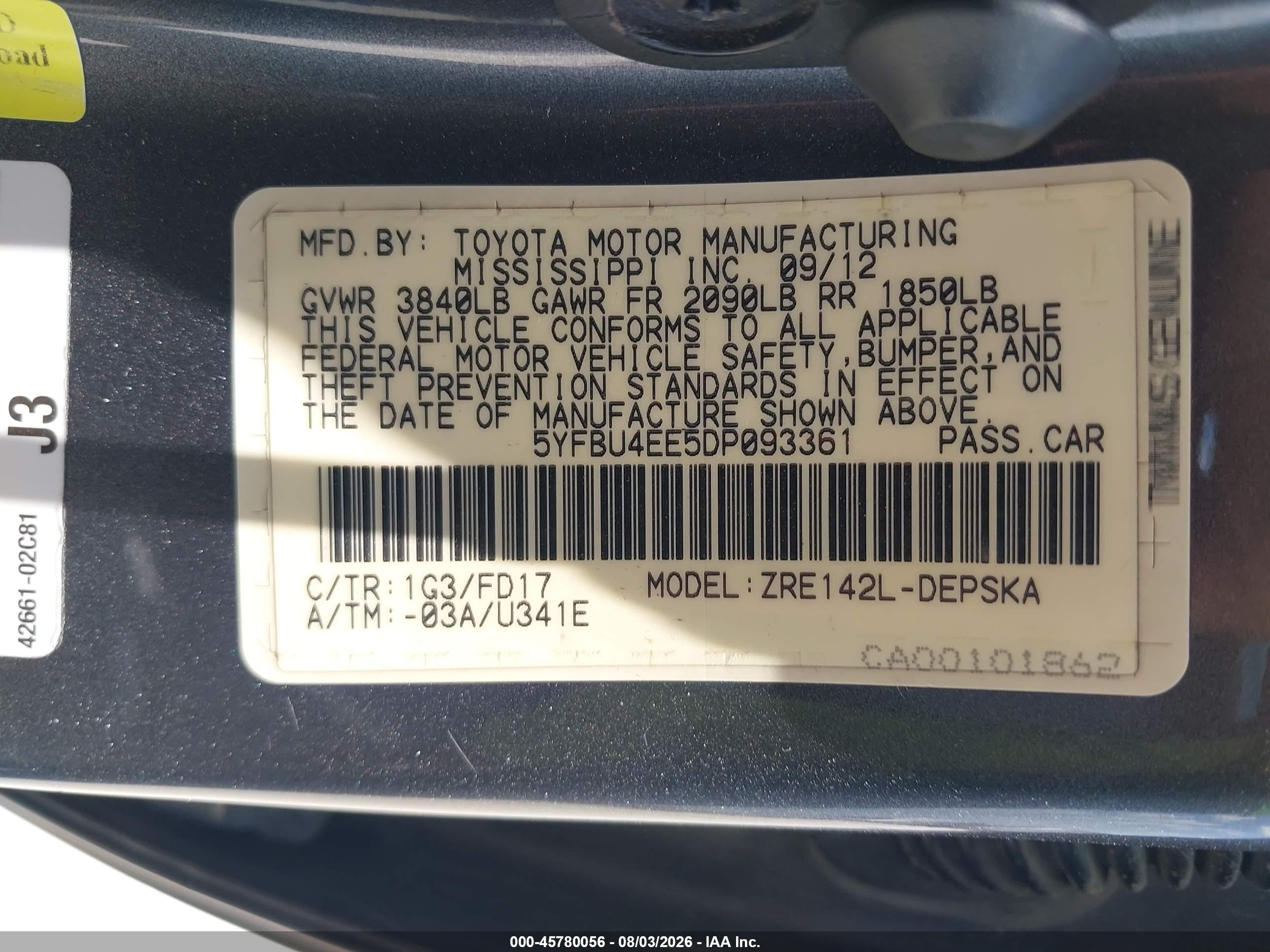 2013 Toyota Corolla S Gray vin: 5YFBU4EE5DP093361