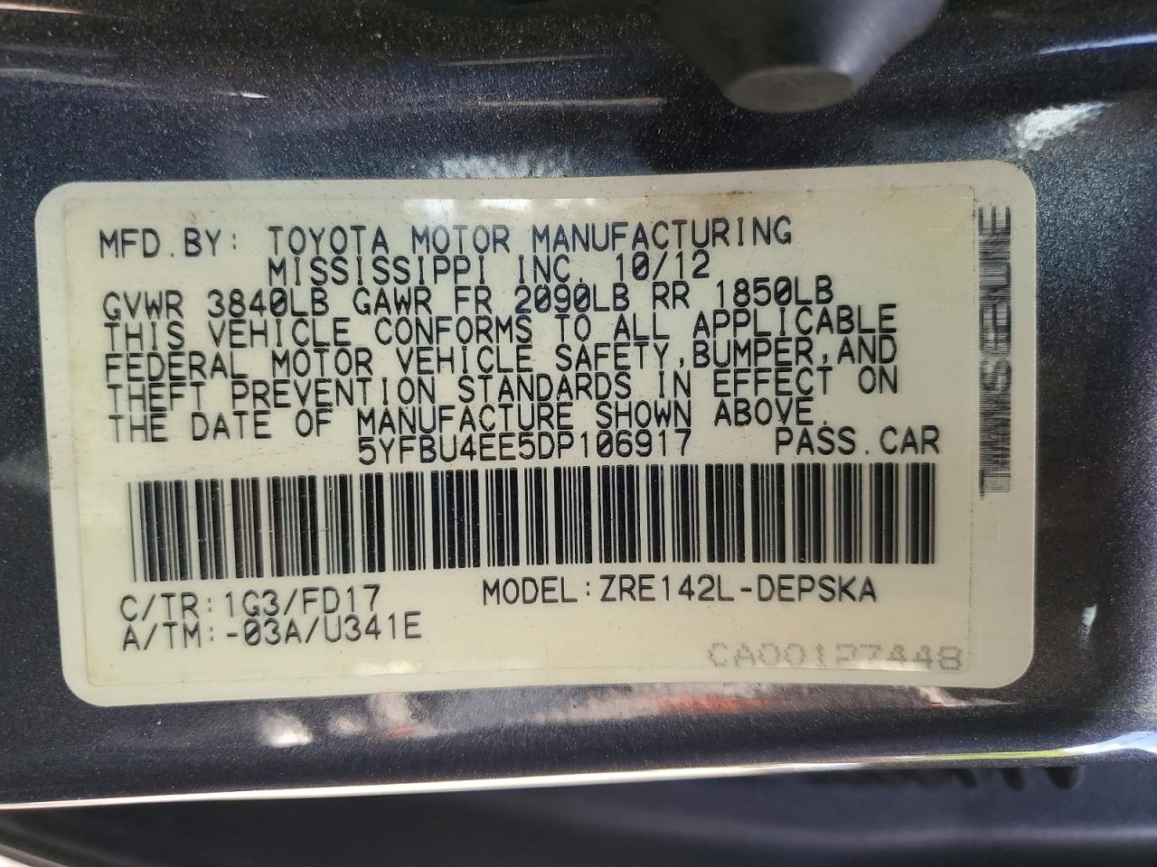 2013 Toyota Corolla S Gray vin: 5YFBU4EE5DP106917