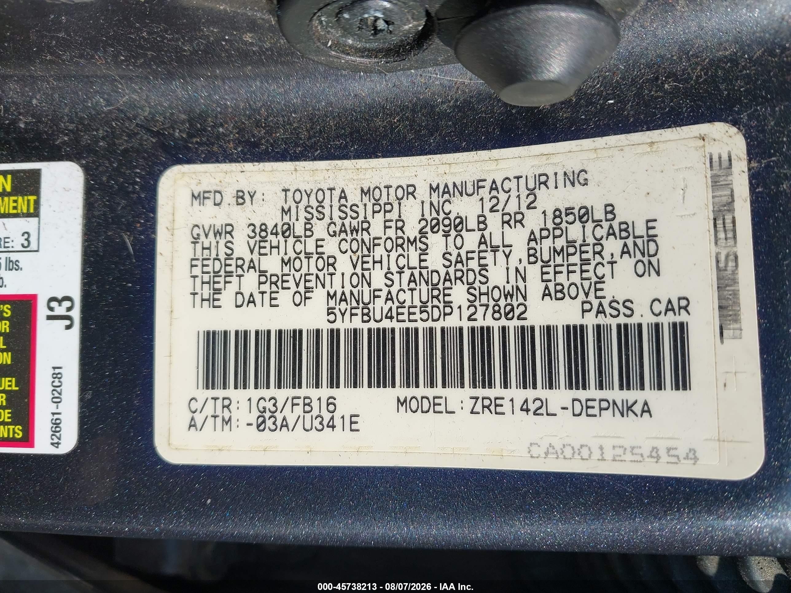 2013 Toyota Corolla Le Black vin: 5YFBU4EE5DP127802