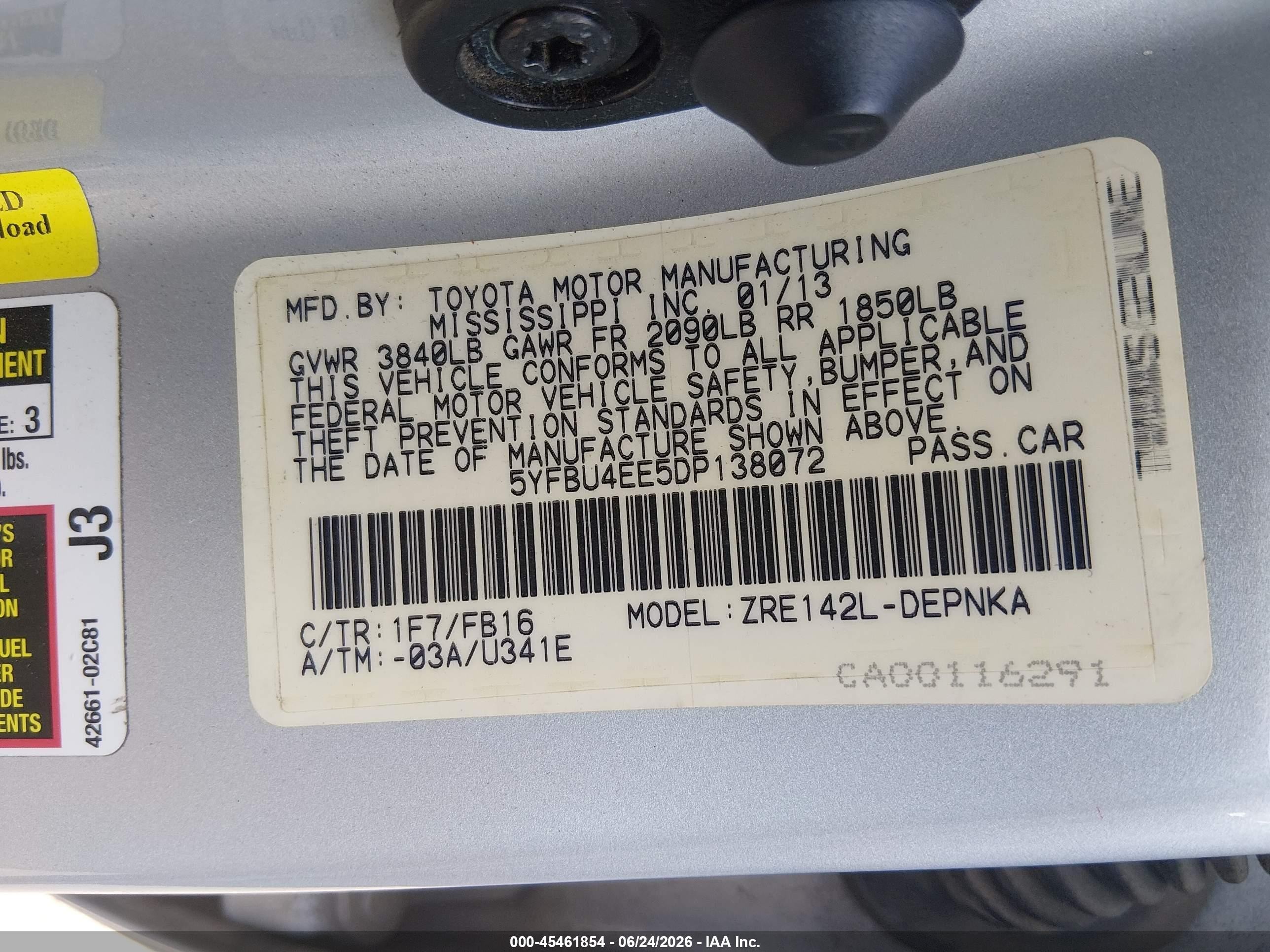 2013 Toyota Corolla Le Silver vin: 5YFBU4EE5DP138072