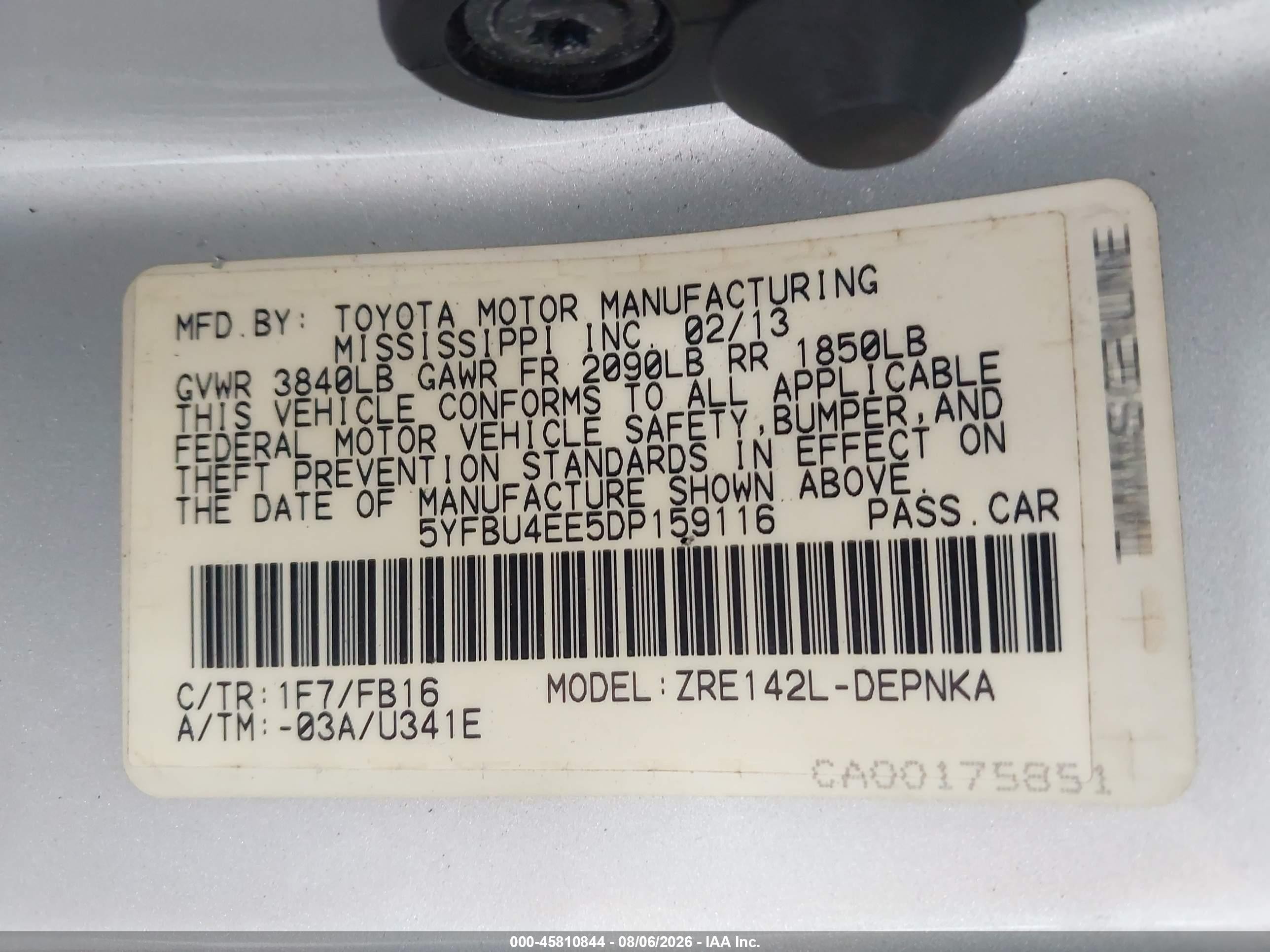 2013 Toyota Corolla Le Silver vin: 5YFBU4EE5DP159116