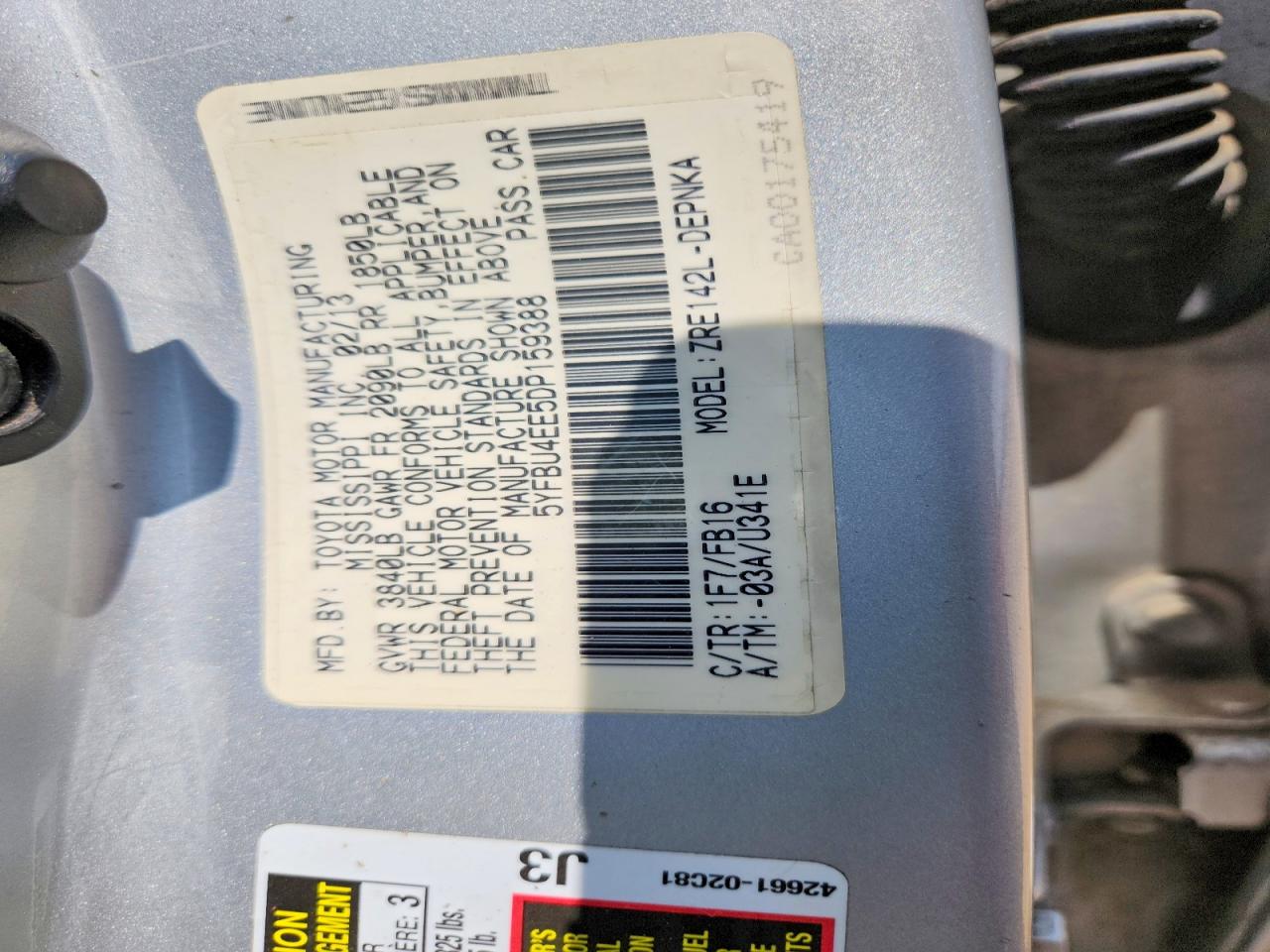 2013 Toyota Corolla Le Silver vin: 5YFBU4EE5DP159388