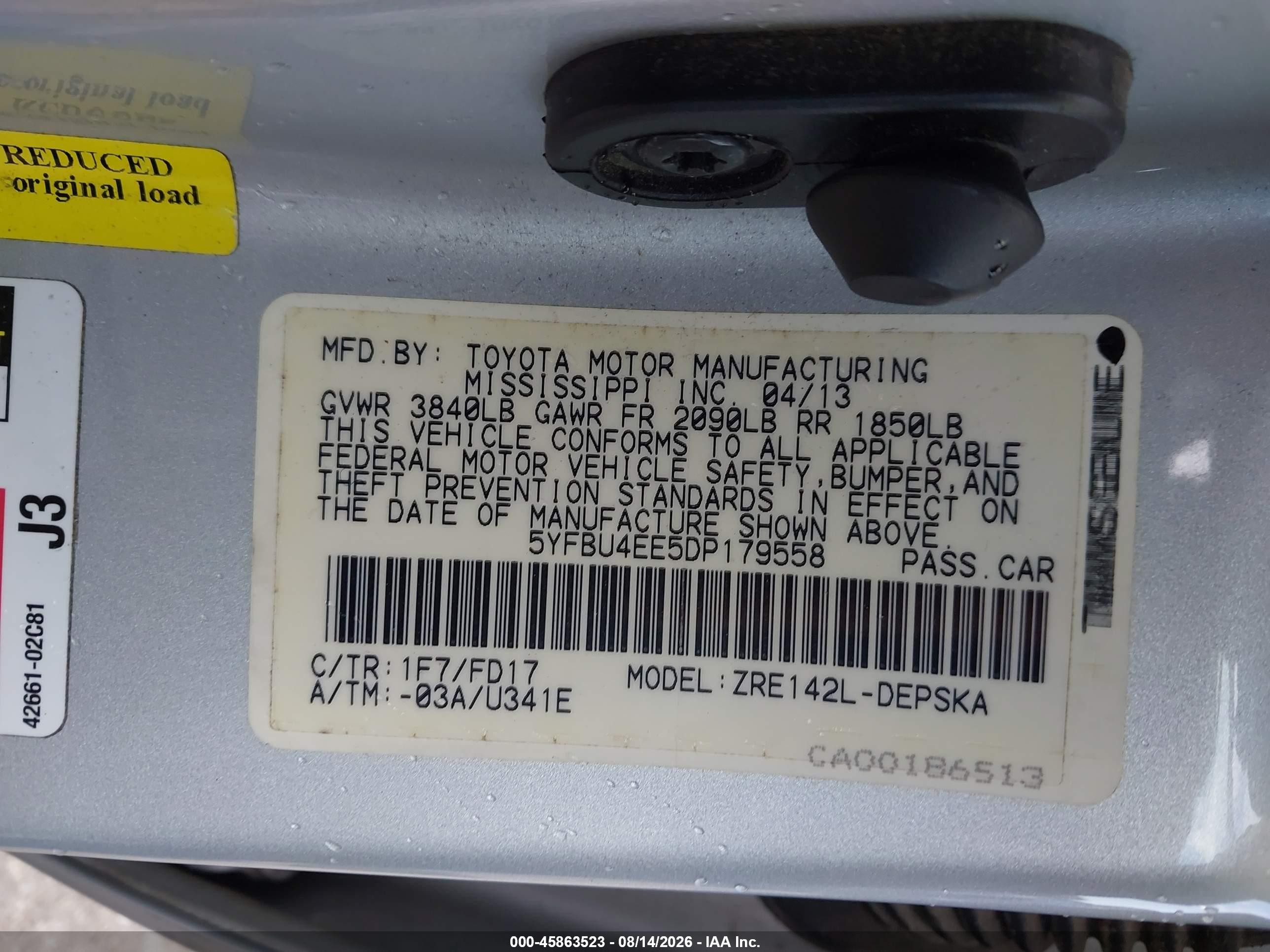 2013 Toyota Corolla S Silver vin: 5YFBU4EE5DP179558