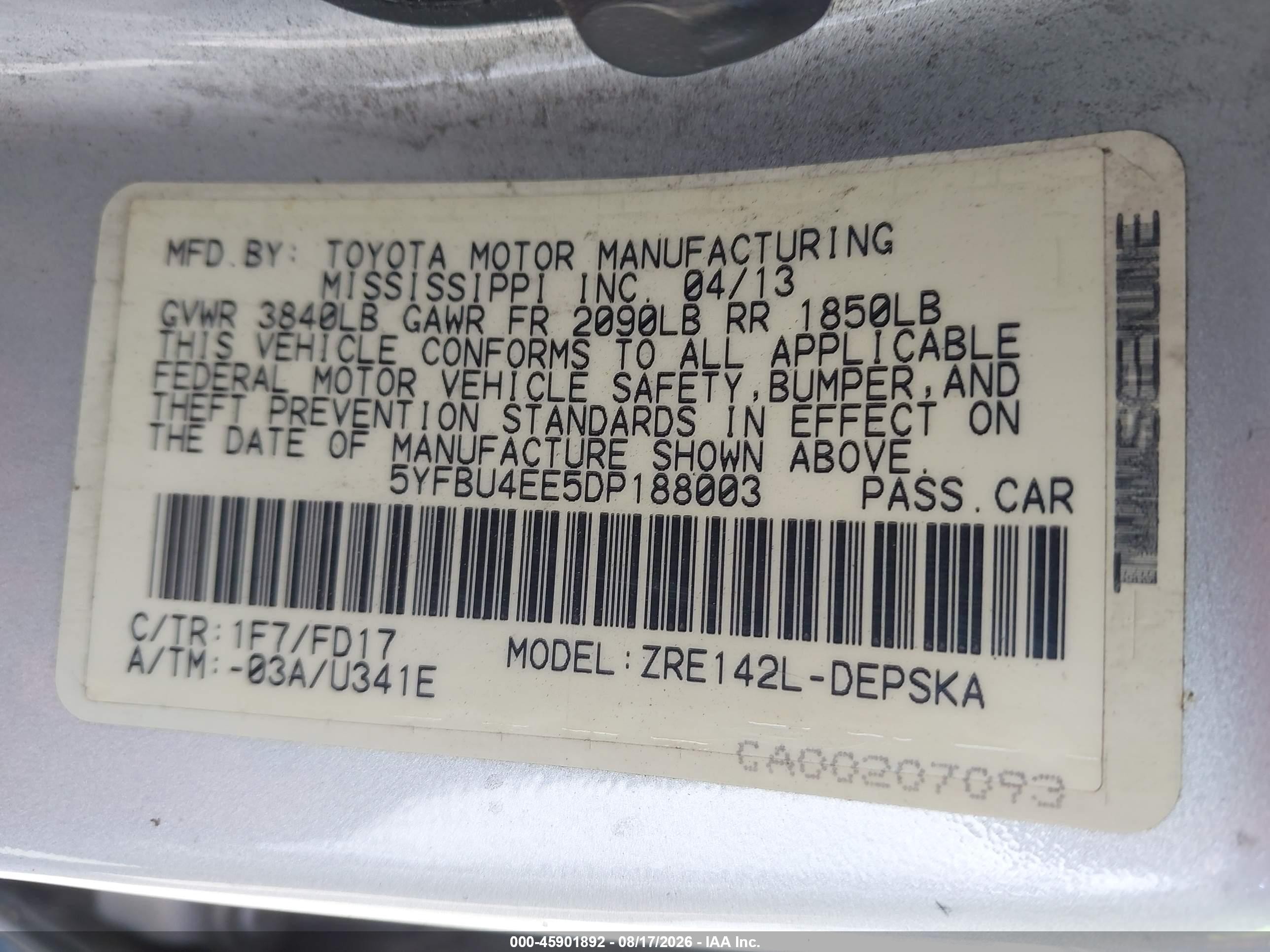 2013 Toyota Corolla S Silver vin: 5YFBU4EE5DP188003