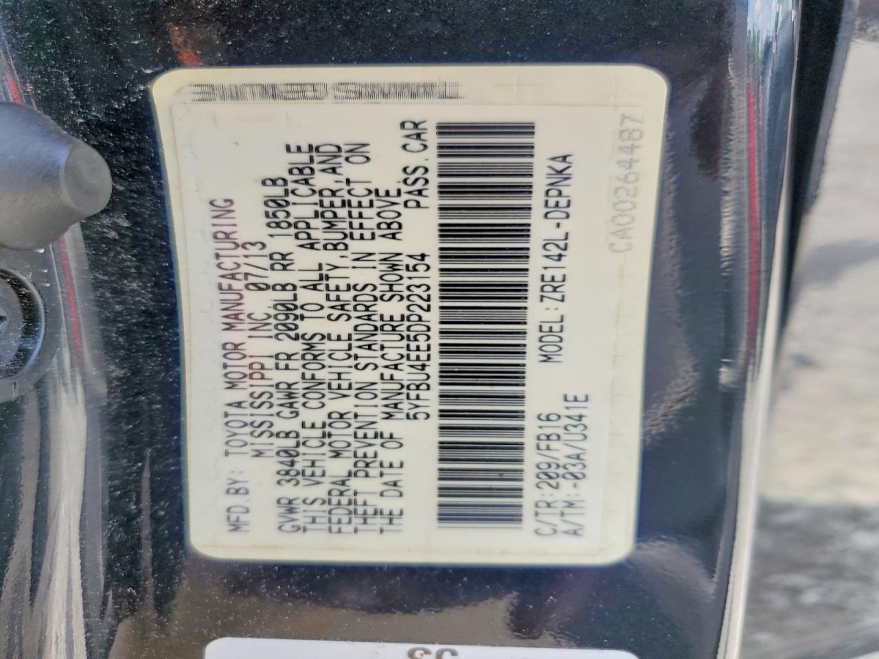 2013 Toyota Corolla Le Черный vin: 5YFBU4EE5DP223154