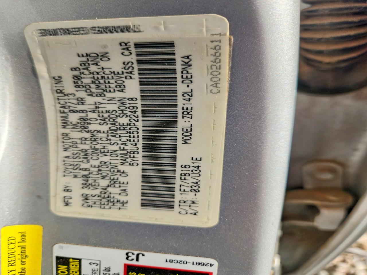 2013 Toyota Corolla Le Silver vin: 5YFBU4EE5DP224918