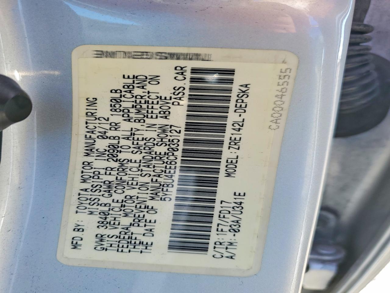 2012 Toyota Corolla S Silver vin: 5YFBU4EE6CP035127