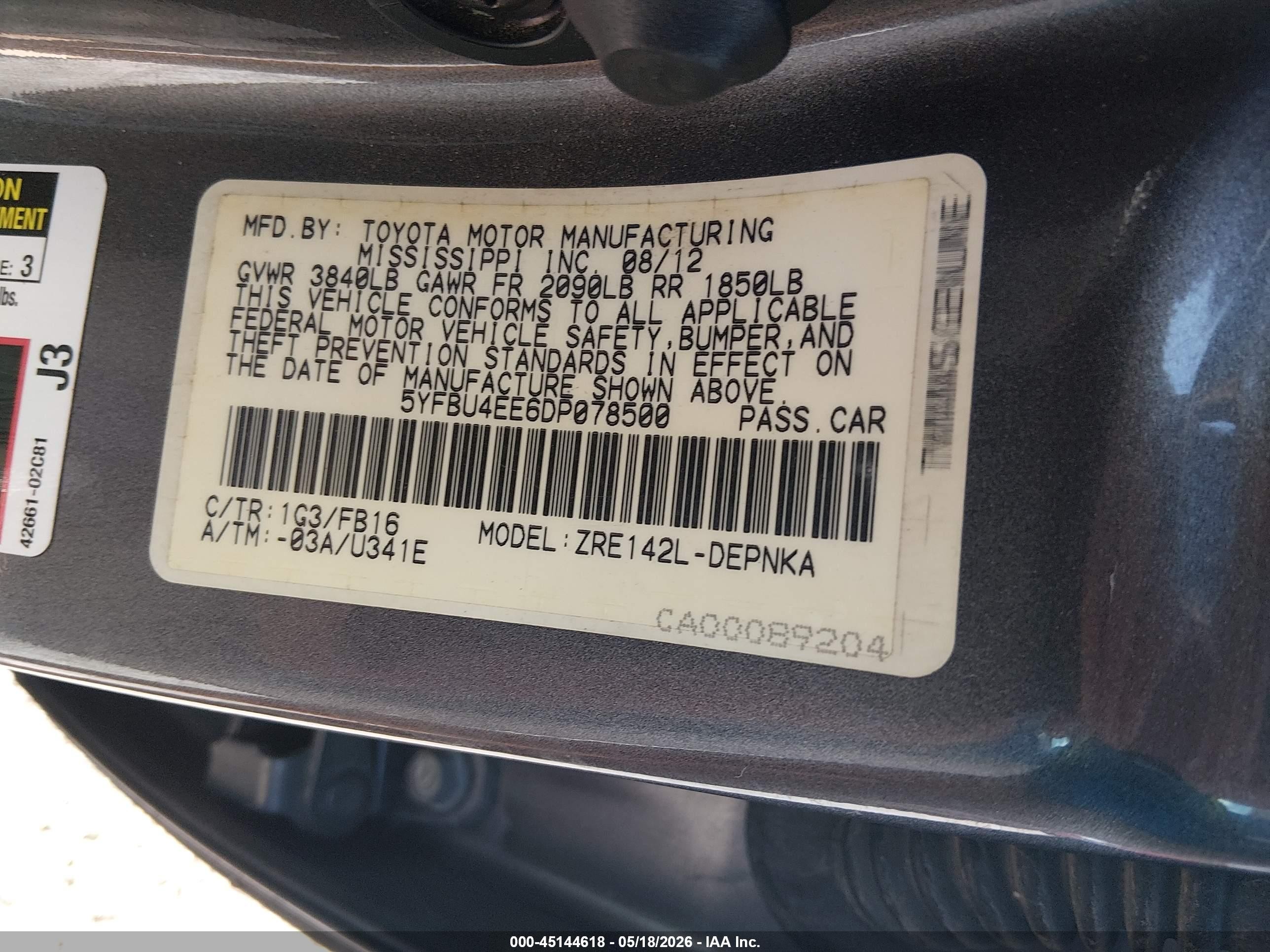 2013 Toyota Corolla Le Gray vin: 5YFBU4EE6DP078500