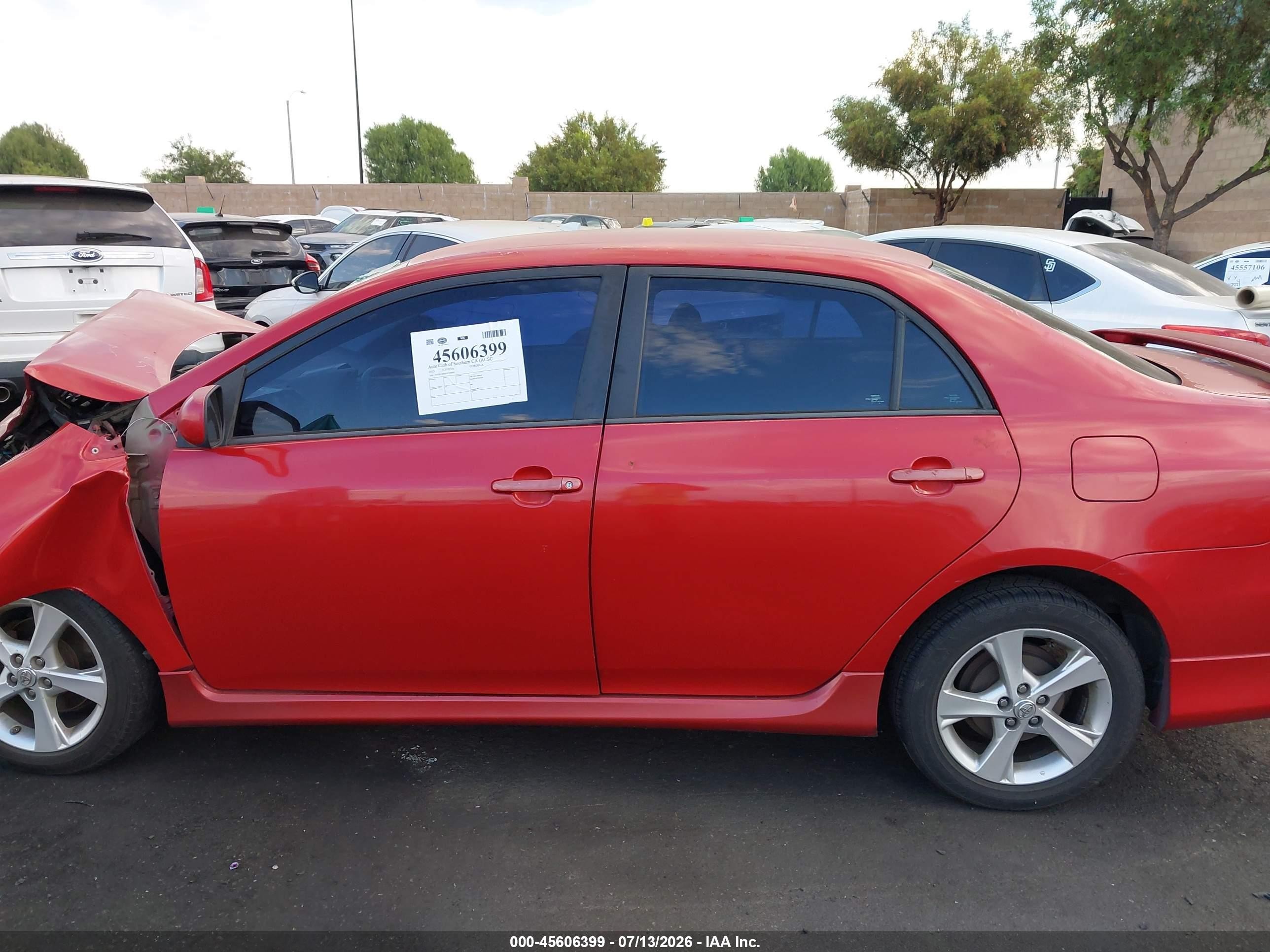 2013 Toyota Corolla S Red vin: 5YFBU4EE6DP108093