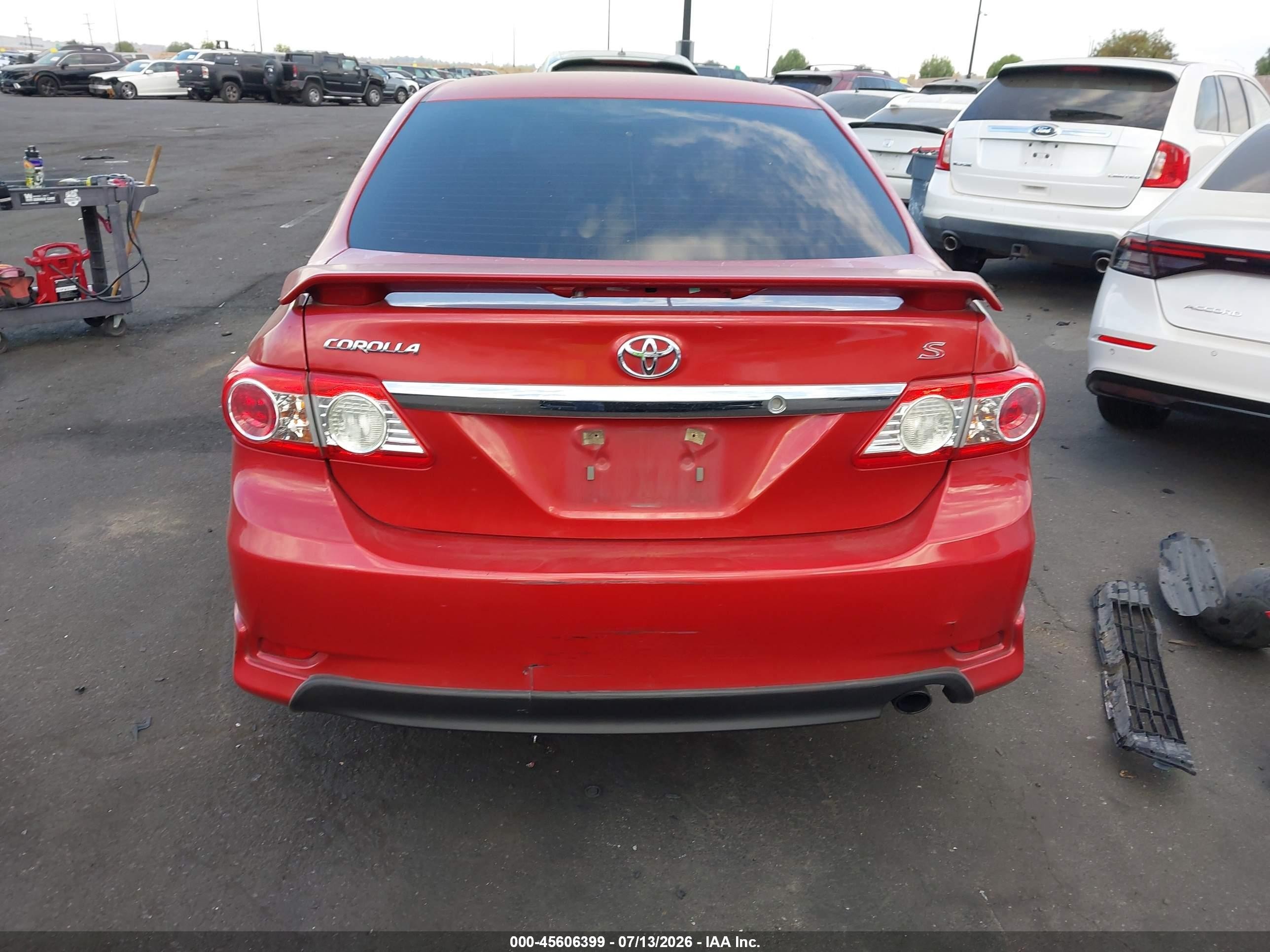 2013 Toyota Corolla S Red vin: 5YFBU4EE6DP108093