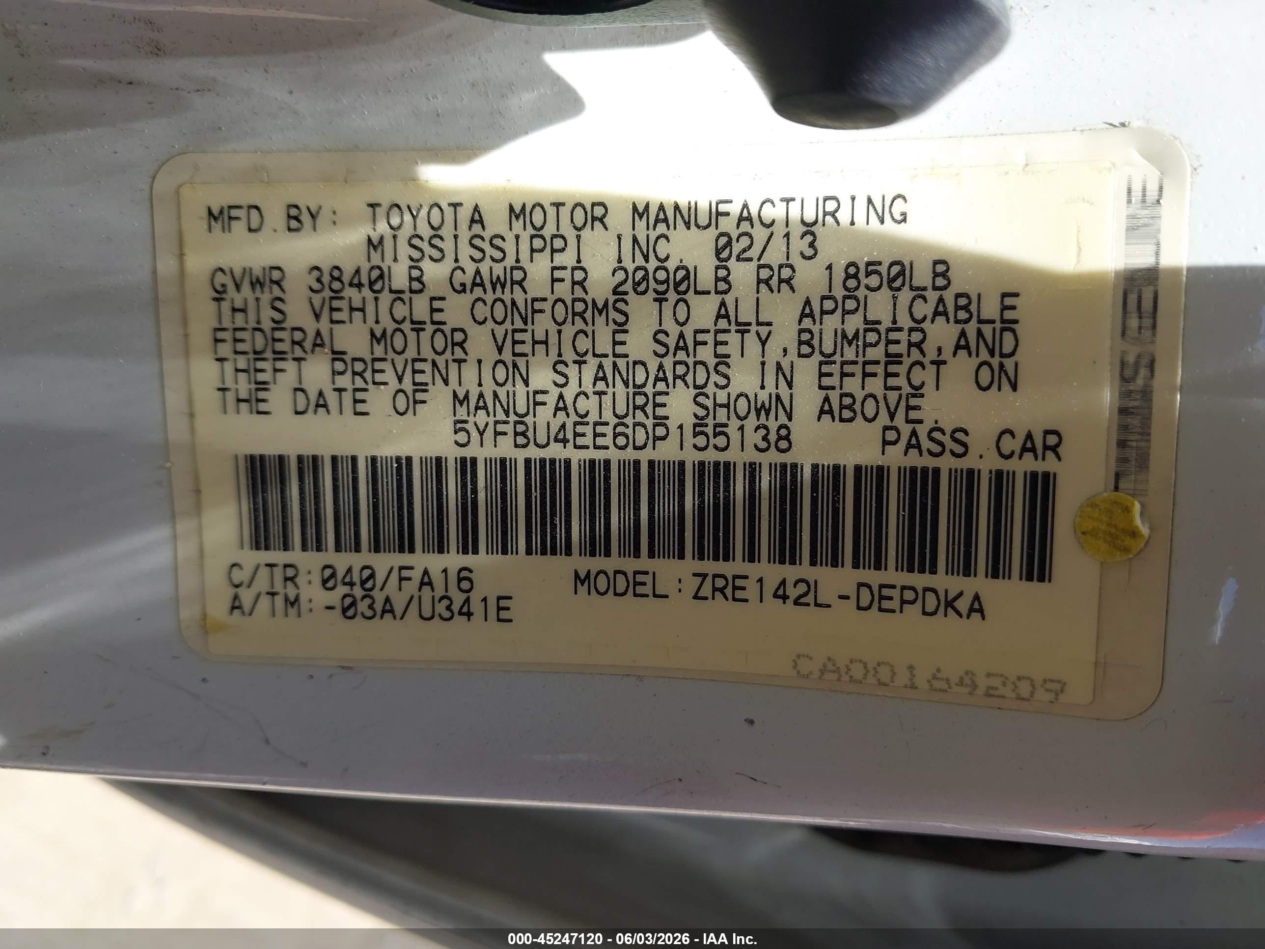 2013 Toyota Corolla L White vin: 5YFBU4EE6DP155138