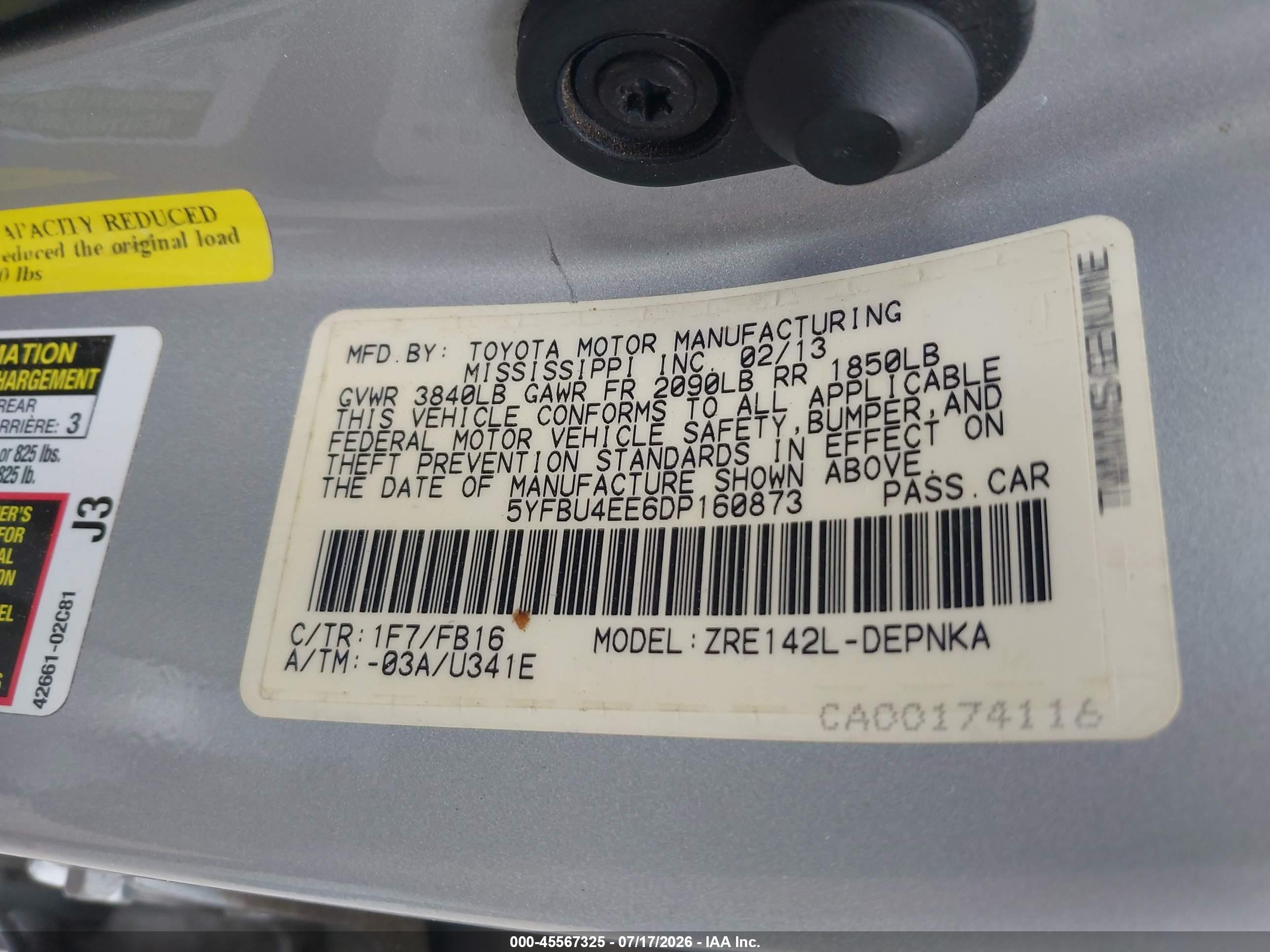 2013 Toyota Corolla Le Silver vin: 5YFBU4EE6DP160873