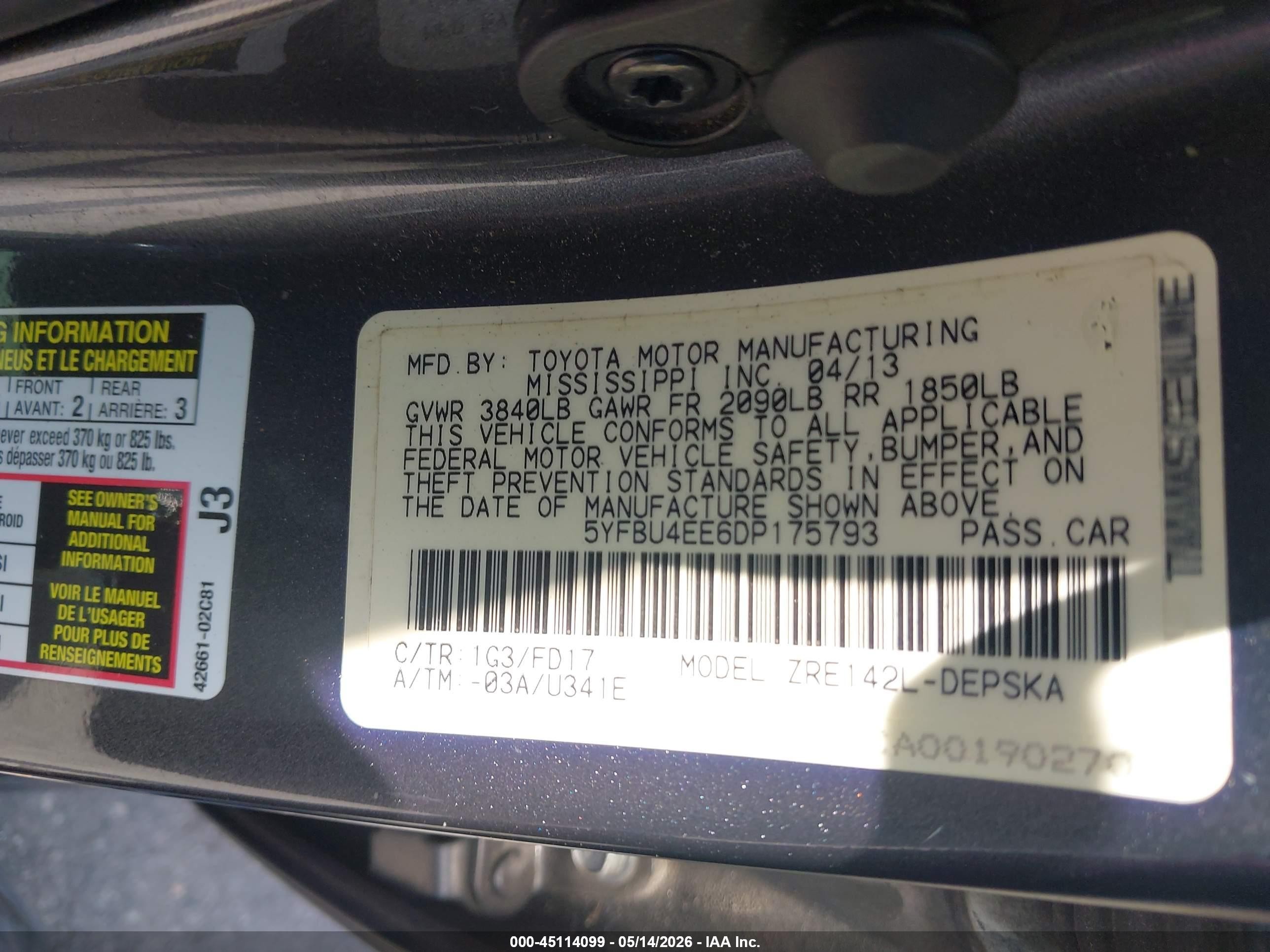 2013 Toyota Corolla S Gray vin: 5YFBU4EE6DP175793