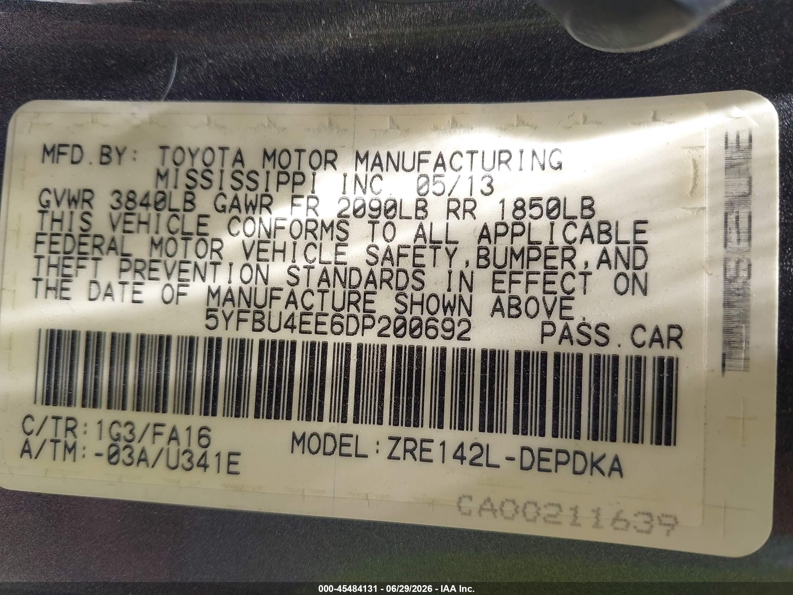 2013 Toyota Corolla L Gray vin: 5YFBU4EE6DP200692
