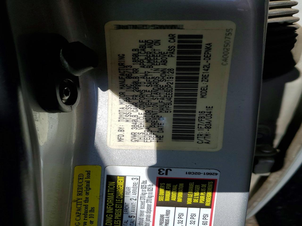 2013 Toyota Corolla Le Silver vin: 5YFBU4EE6DP219128