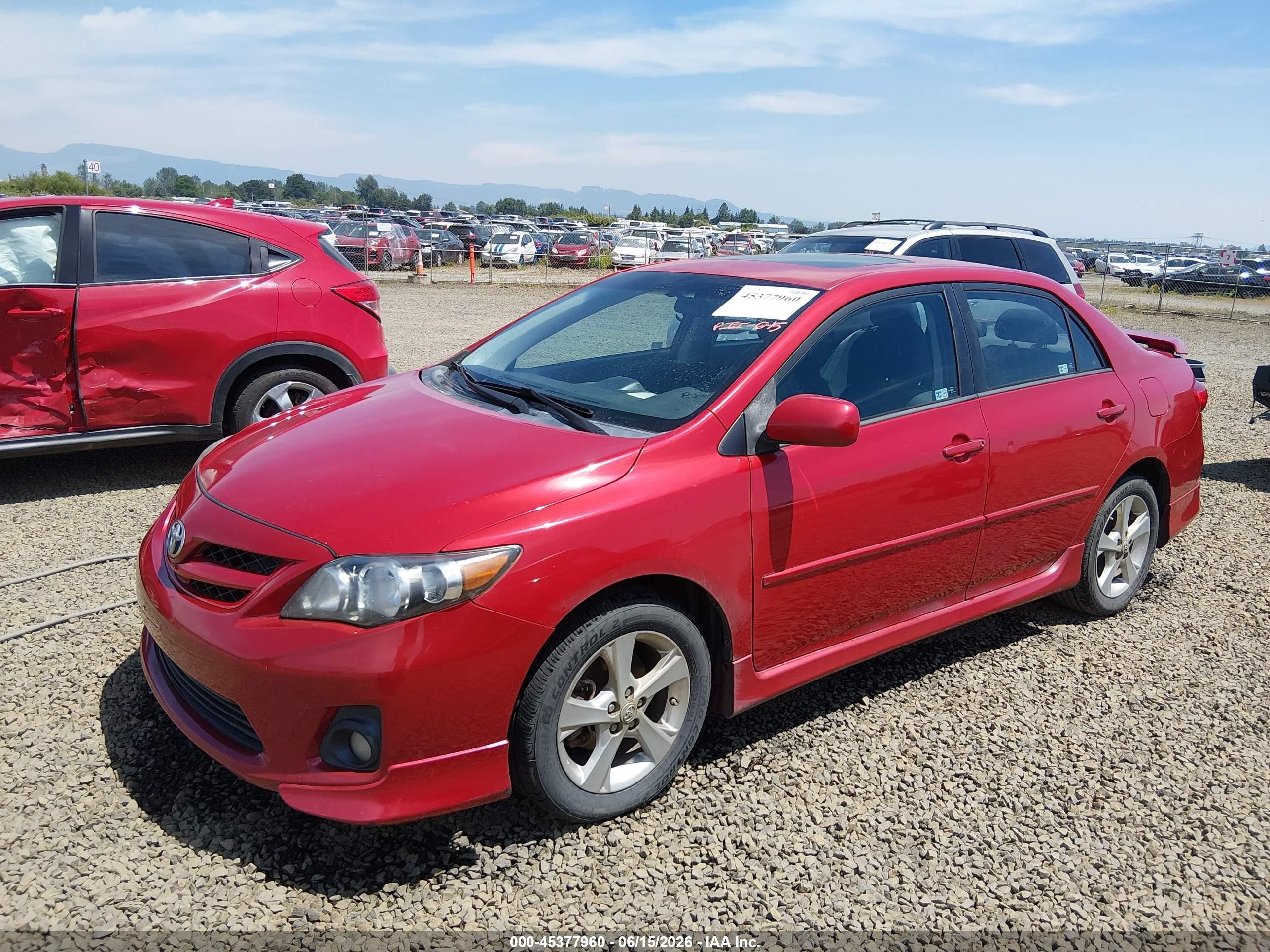 2012 Toyota Corolla S Red vin: 5YFBU4EE7CP009233