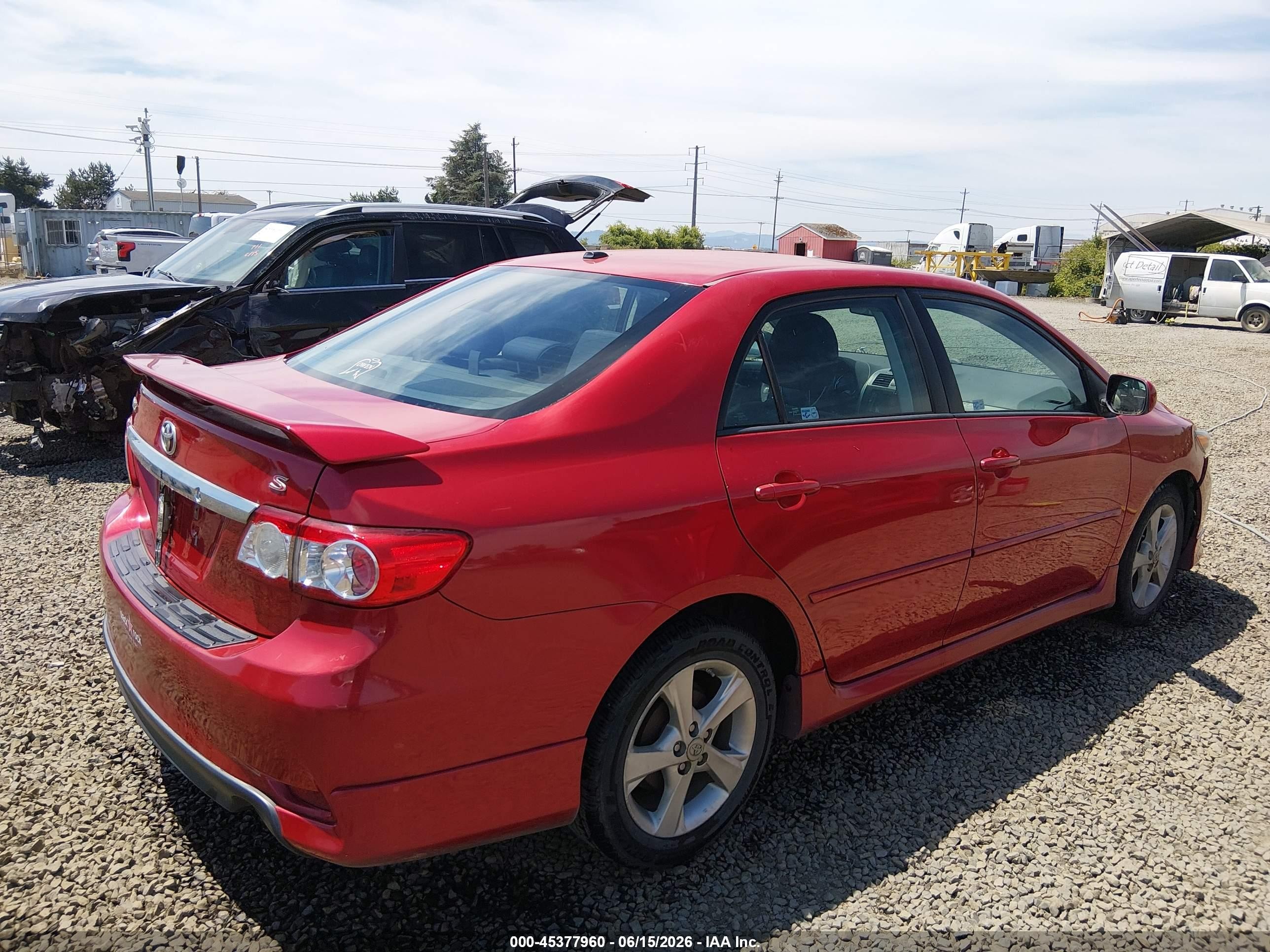 2012 Toyota Corolla S Red vin: 5YFBU4EE7CP009233