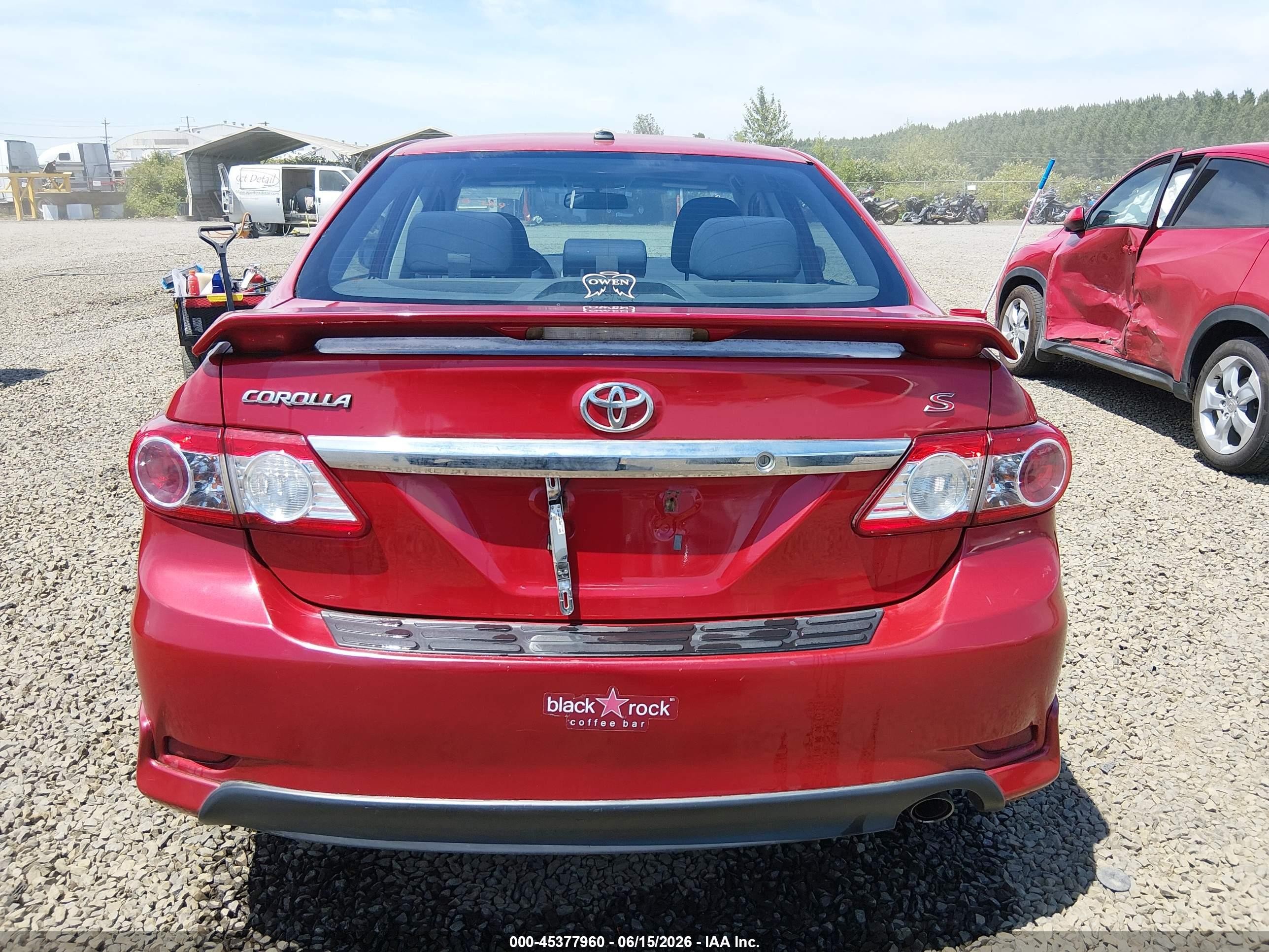 2012 Toyota Corolla S Red vin: 5YFBU4EE7CP009233