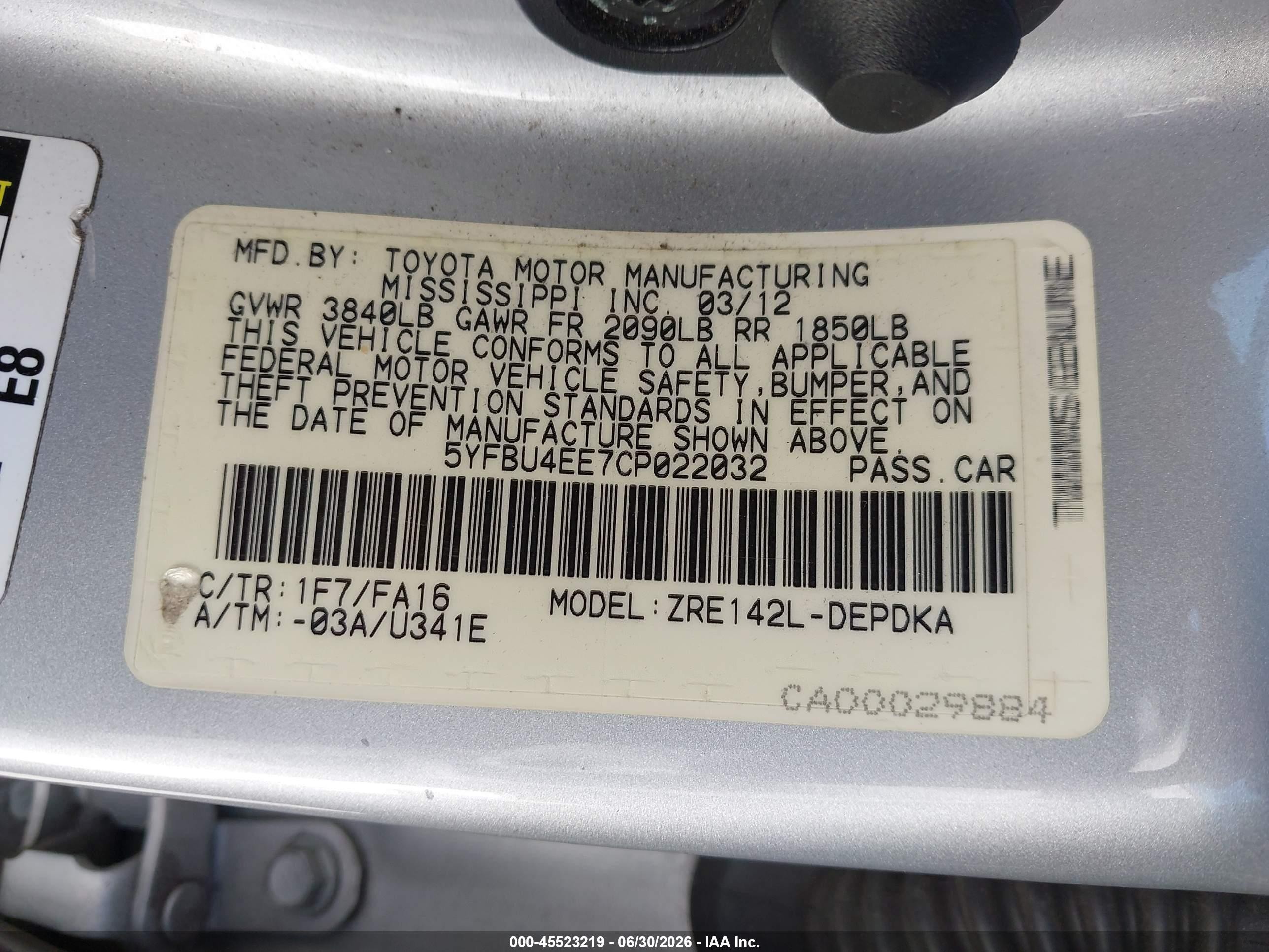 2012 Toyota Corolla L Серебряный vin: 5YFBU4EE7CP022032