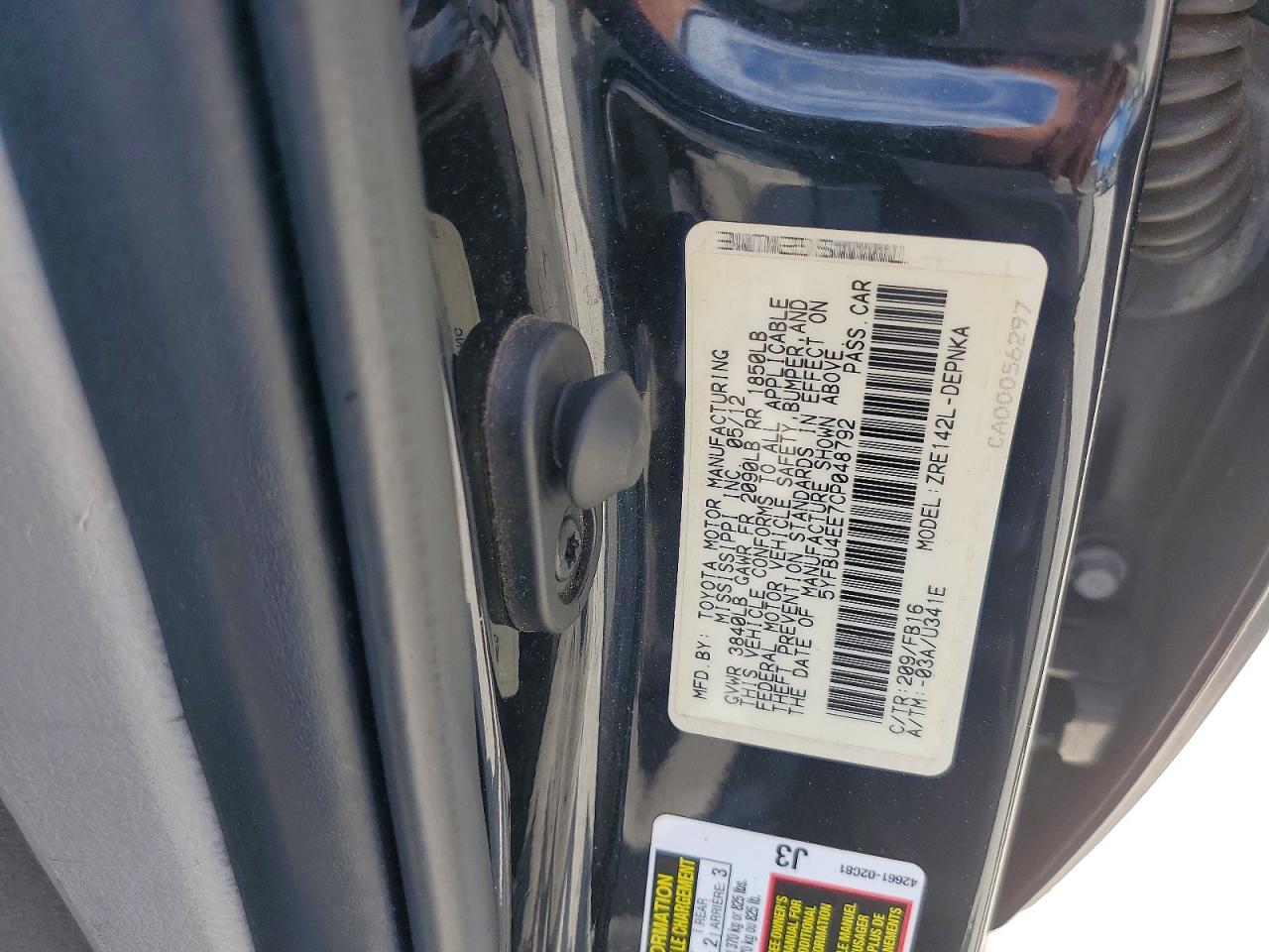 2012 Toyota Corolla Le Black vin: 5YFBU4EE7CP048792