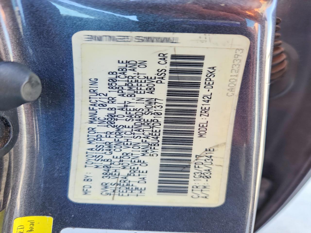 2013 Toyota Corolla S Charcoal vin: 5YFBU4EE7DP101377