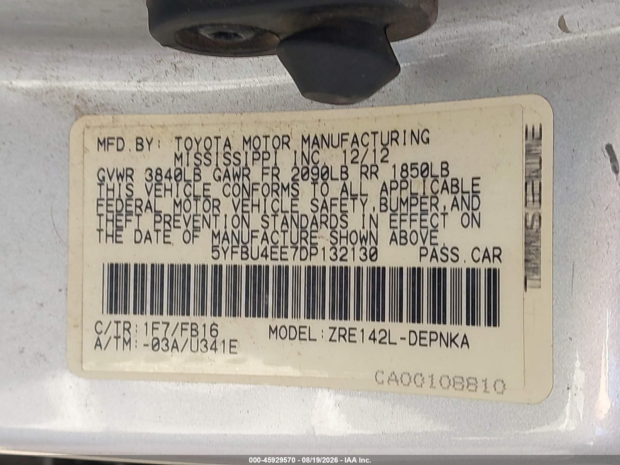 2013 Toyota Corolla Le Серебряный vin: 5YFBU4EE7DP132130
