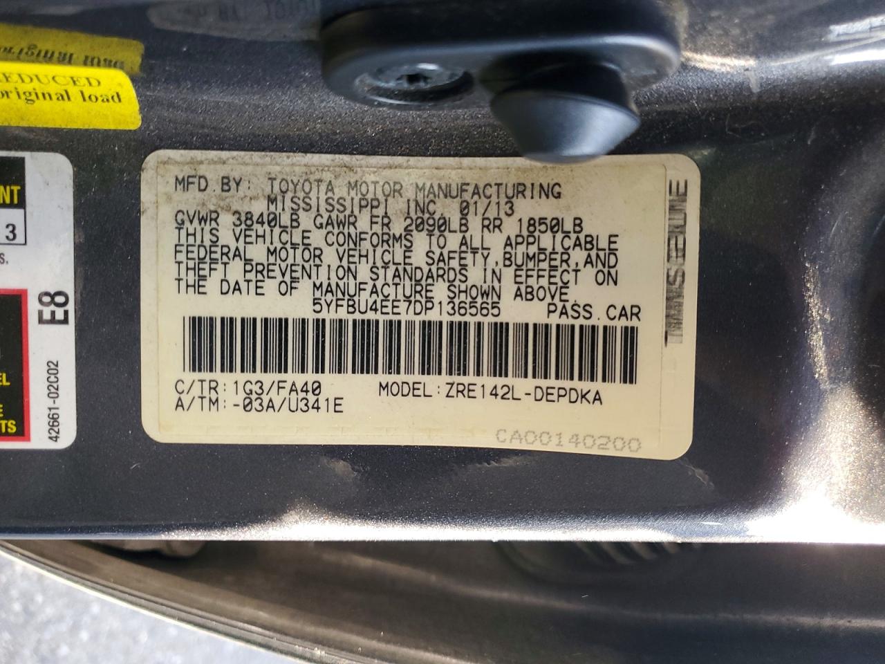 2013 Toyota Corolla L Gray vin: 5YFBU4EE7DP136565