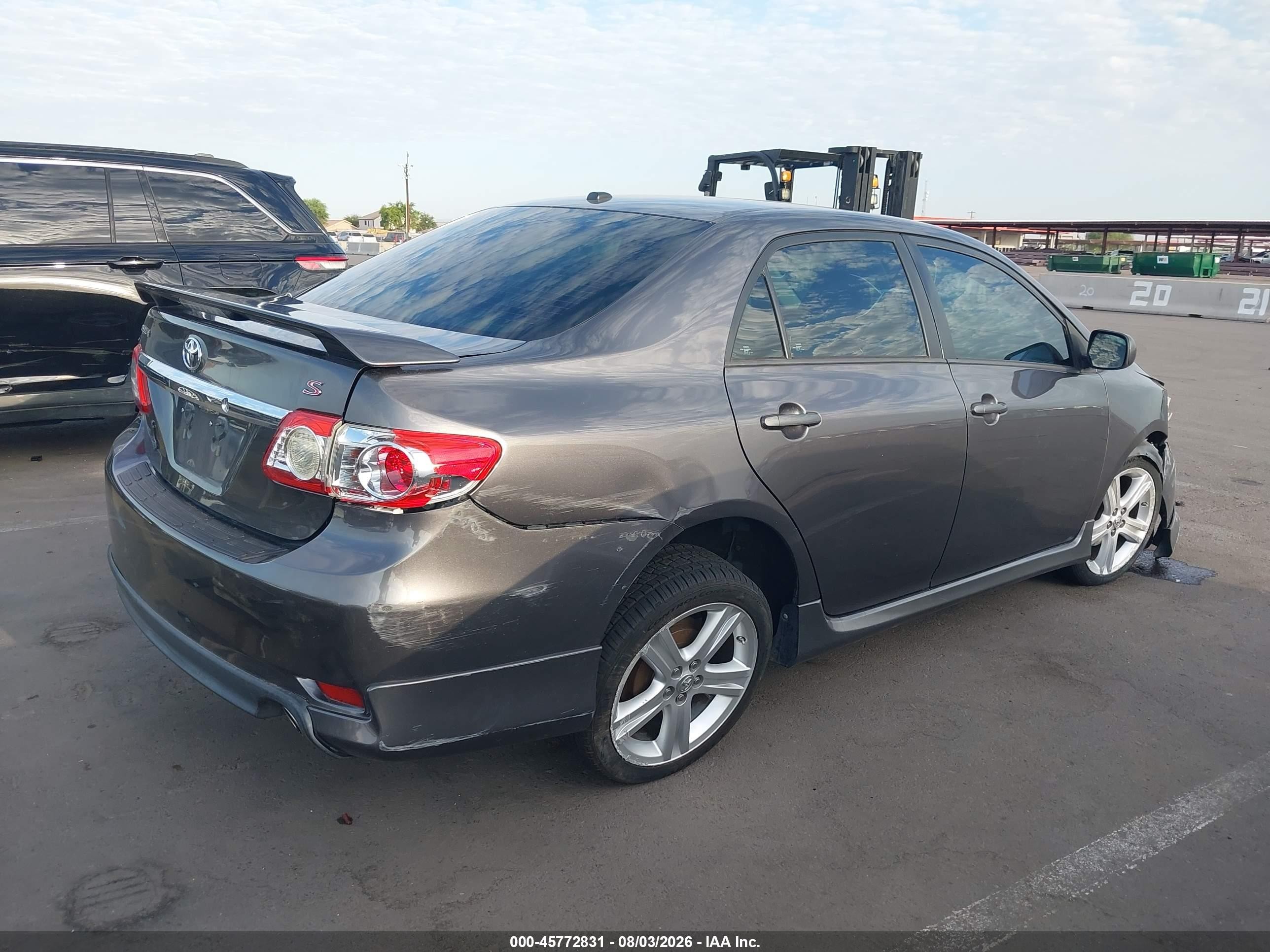 2013 Toyota Corolla S Gray vin: 5YFBU4EE7DP155262