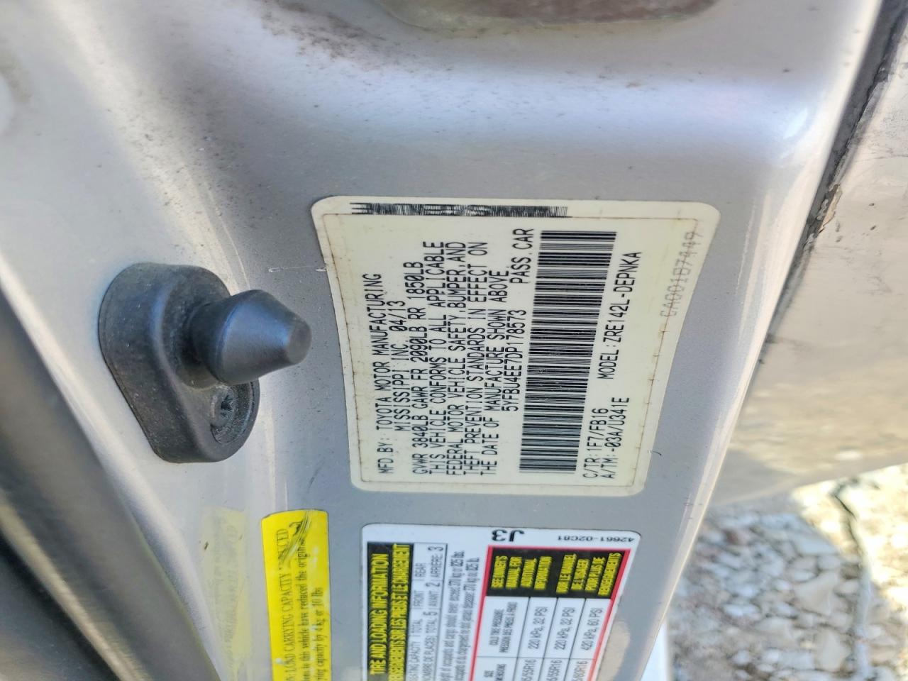 2013 Toyota Corolla Le Серебряный vin: 5YFBU4EE7DP178573