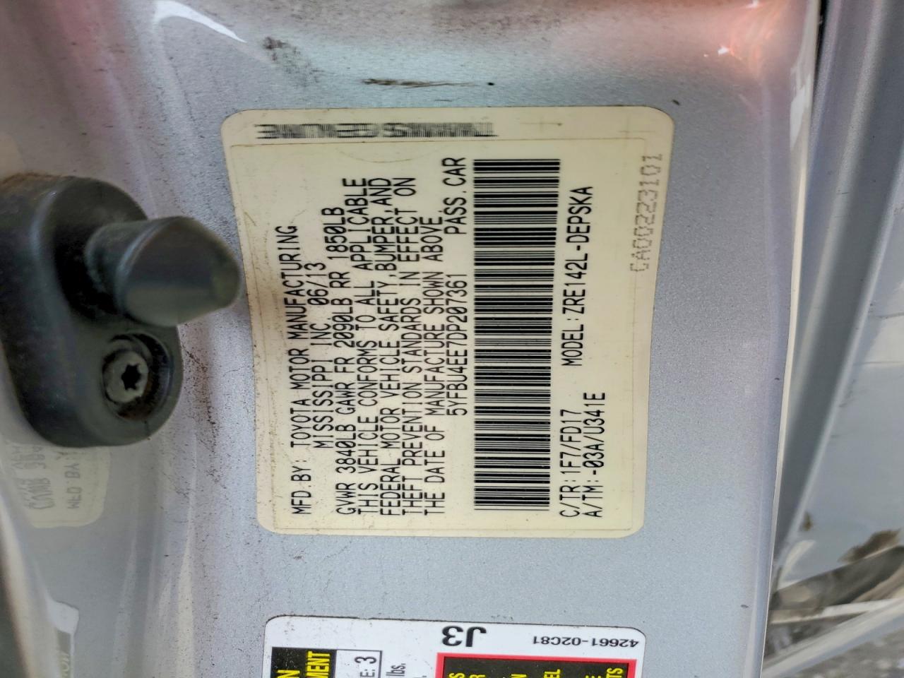 2013 Toyota Corolla S Silver vin: 5YFBU4EE7DP207361
