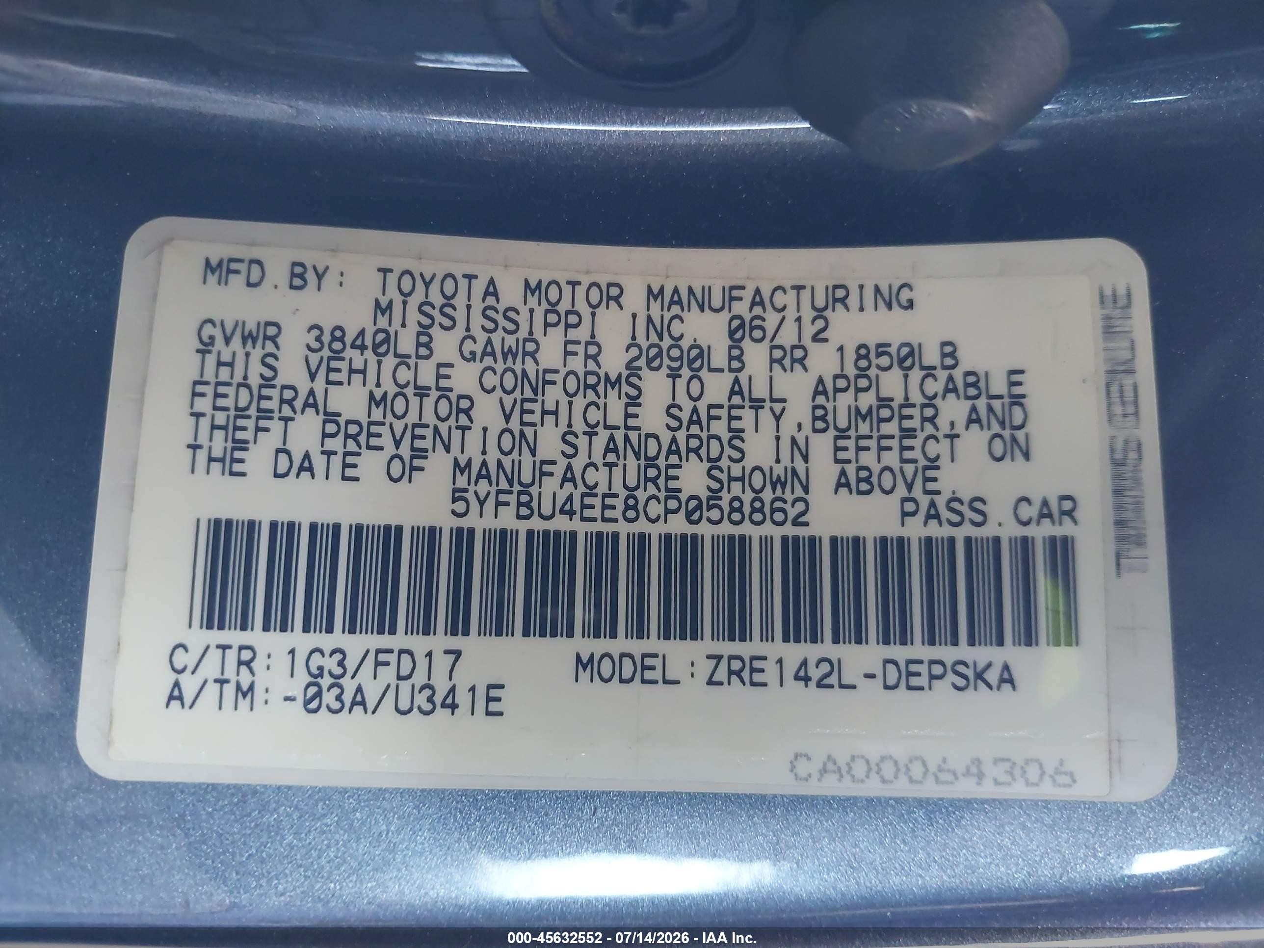2012 Toyota Corolla S Gray vin: 5YFBU4EE8CP058862
