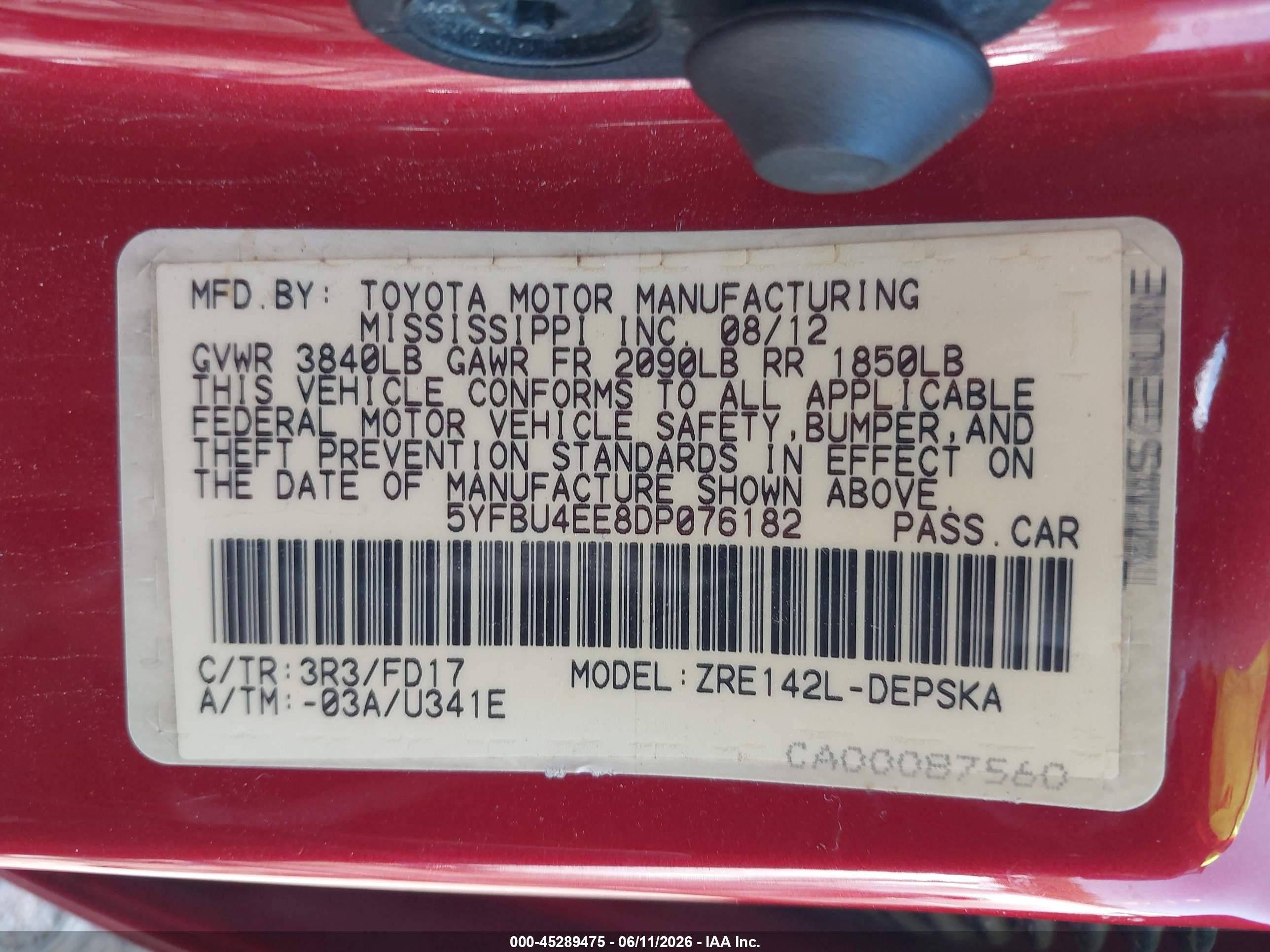 2013 Toyota Corolla S Red vin: 5YFBU4EE8DP076182
