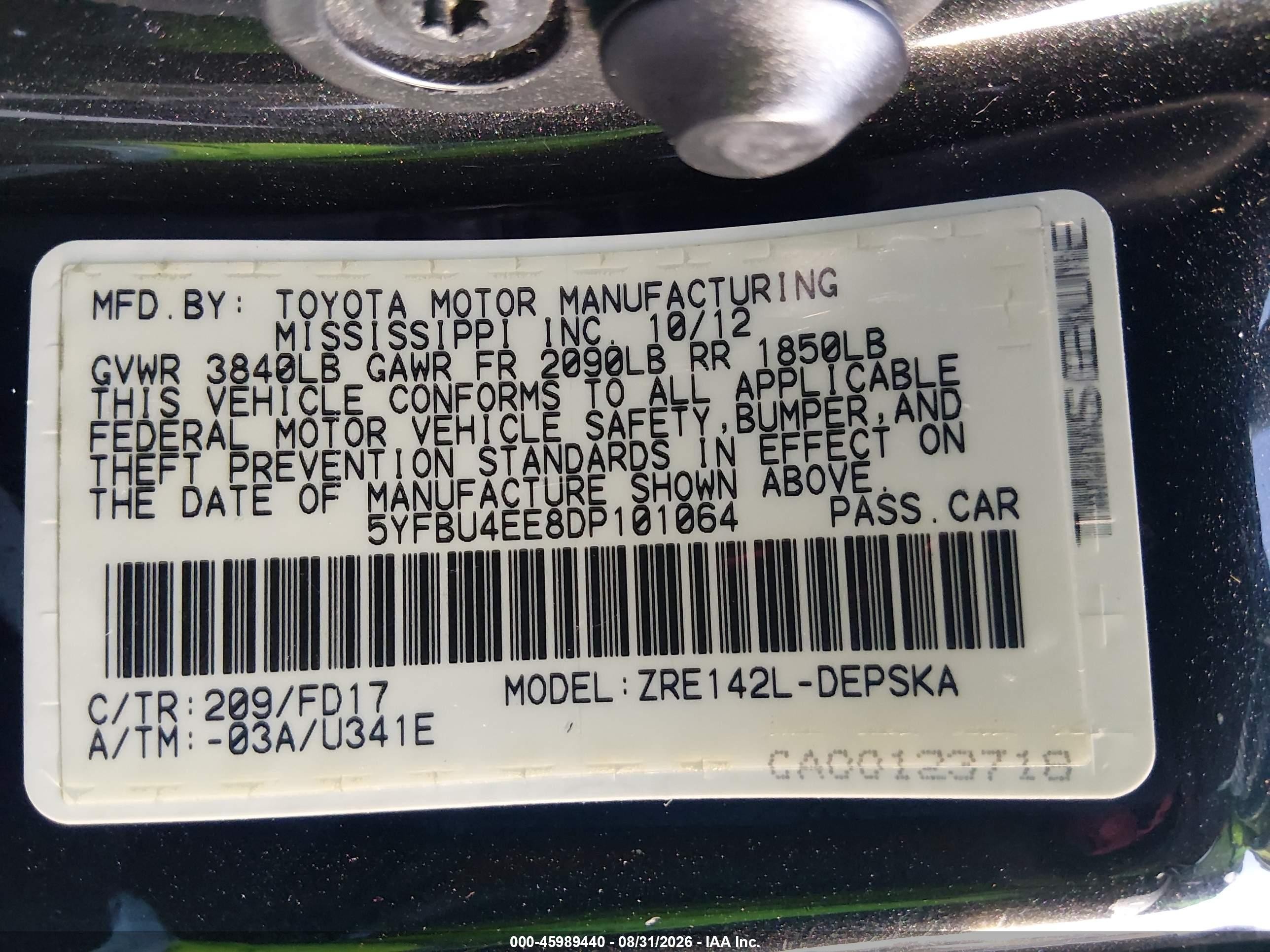2013 Toyota Corolla S Черный vin: 5YFBU4EE8DP101064