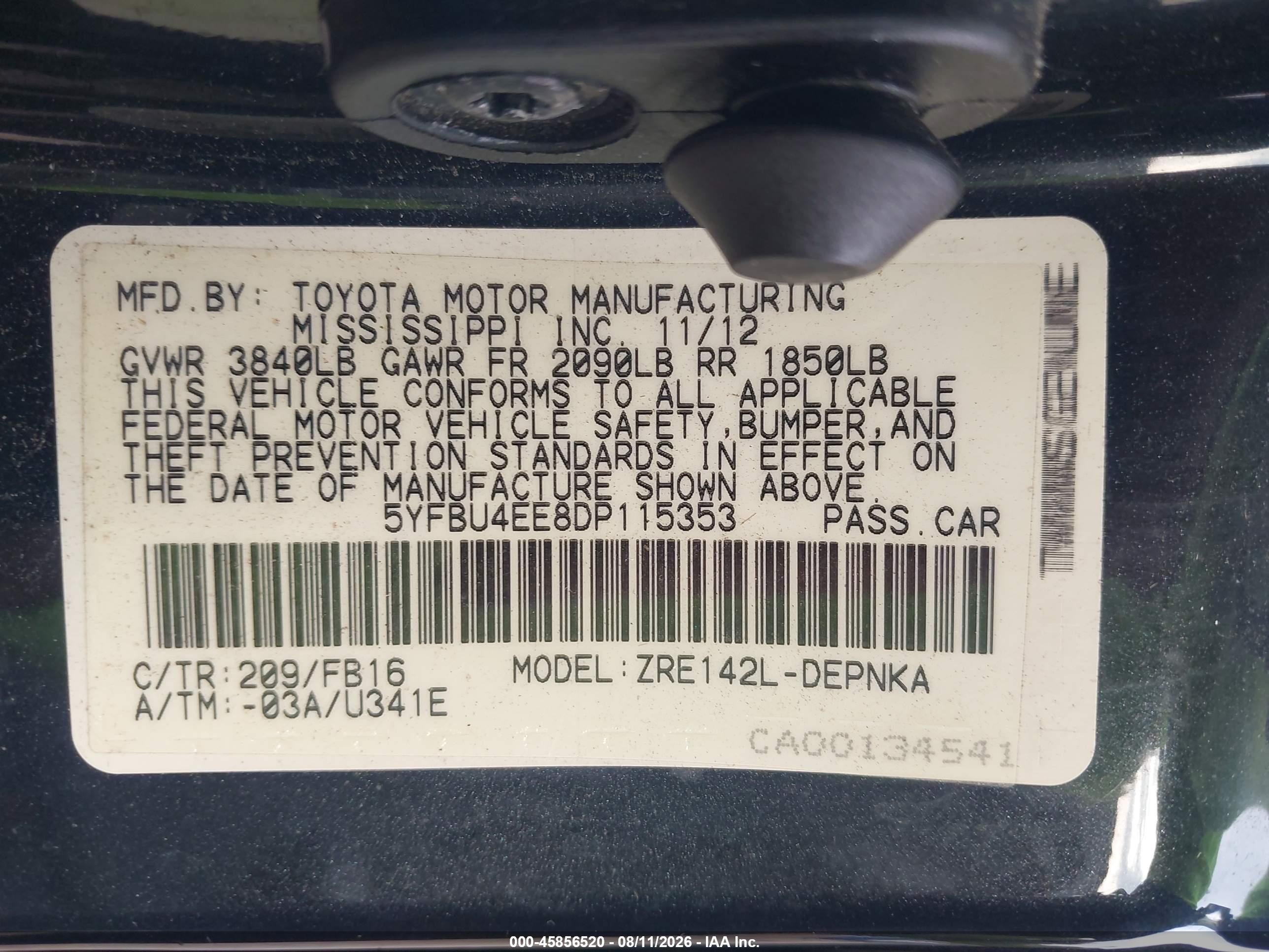 2013 Toyota Corolla Le Black vin: 5YFBU4EE8DP115353