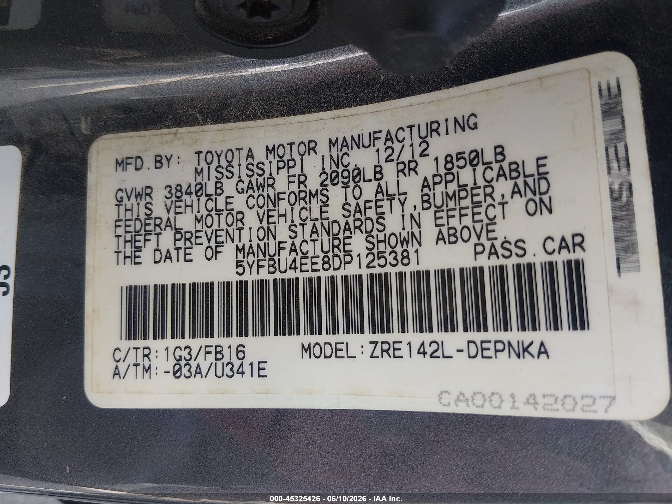 2013 Toyota Corolla Le Gray vin: 5YFBU4EE8DP125381