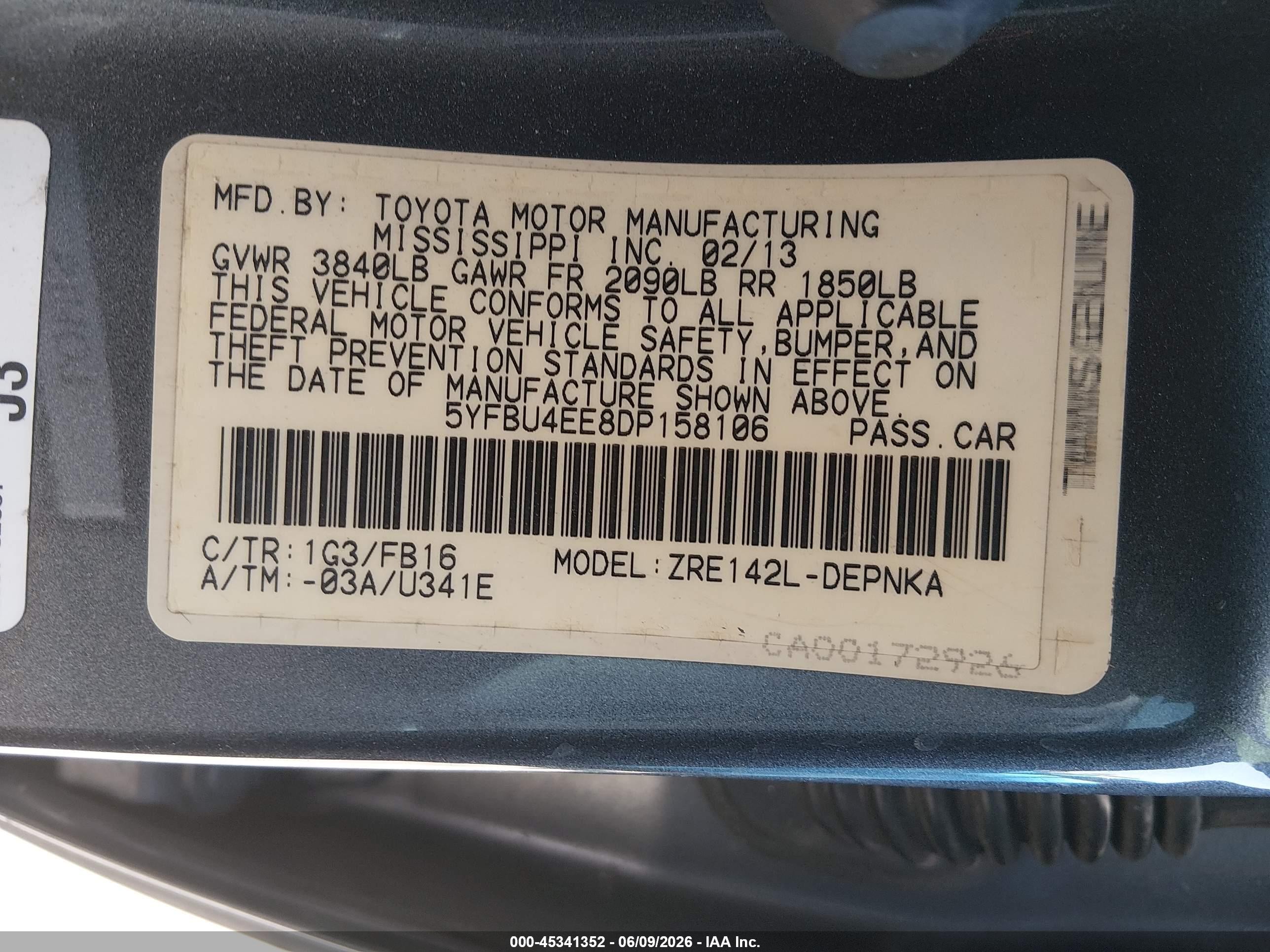2013 Toyota Corolla Le Серый vin: 5YFBU4EE8DP158106