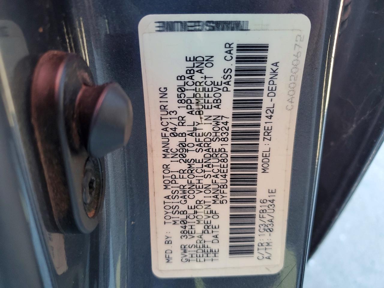 2013 Toyota Corolla Le Gray vin: 5YFBU4EE8DP183247