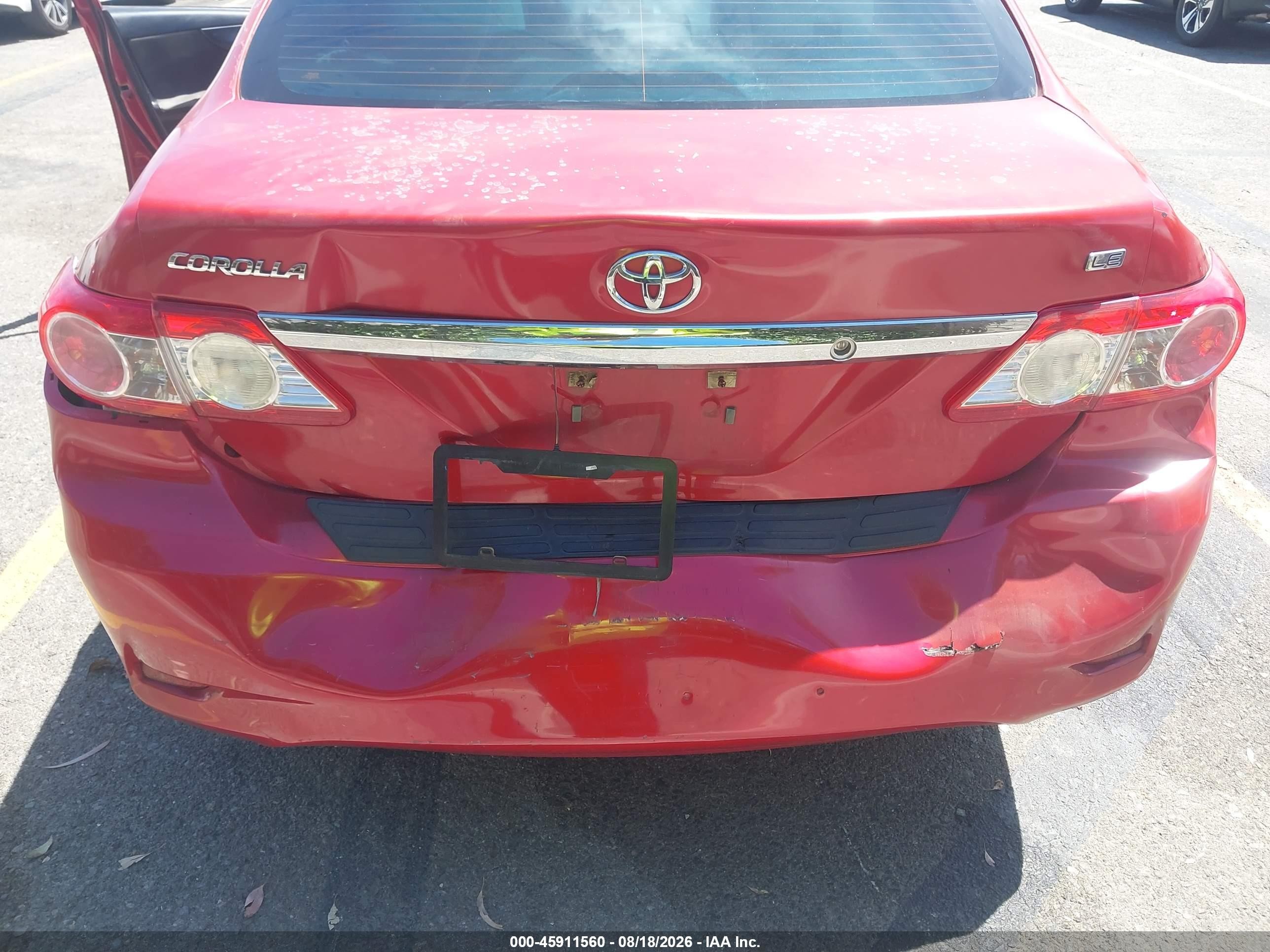 2013 Toyota Corolla Le Red vin: 5YFBU4EE8DP184592