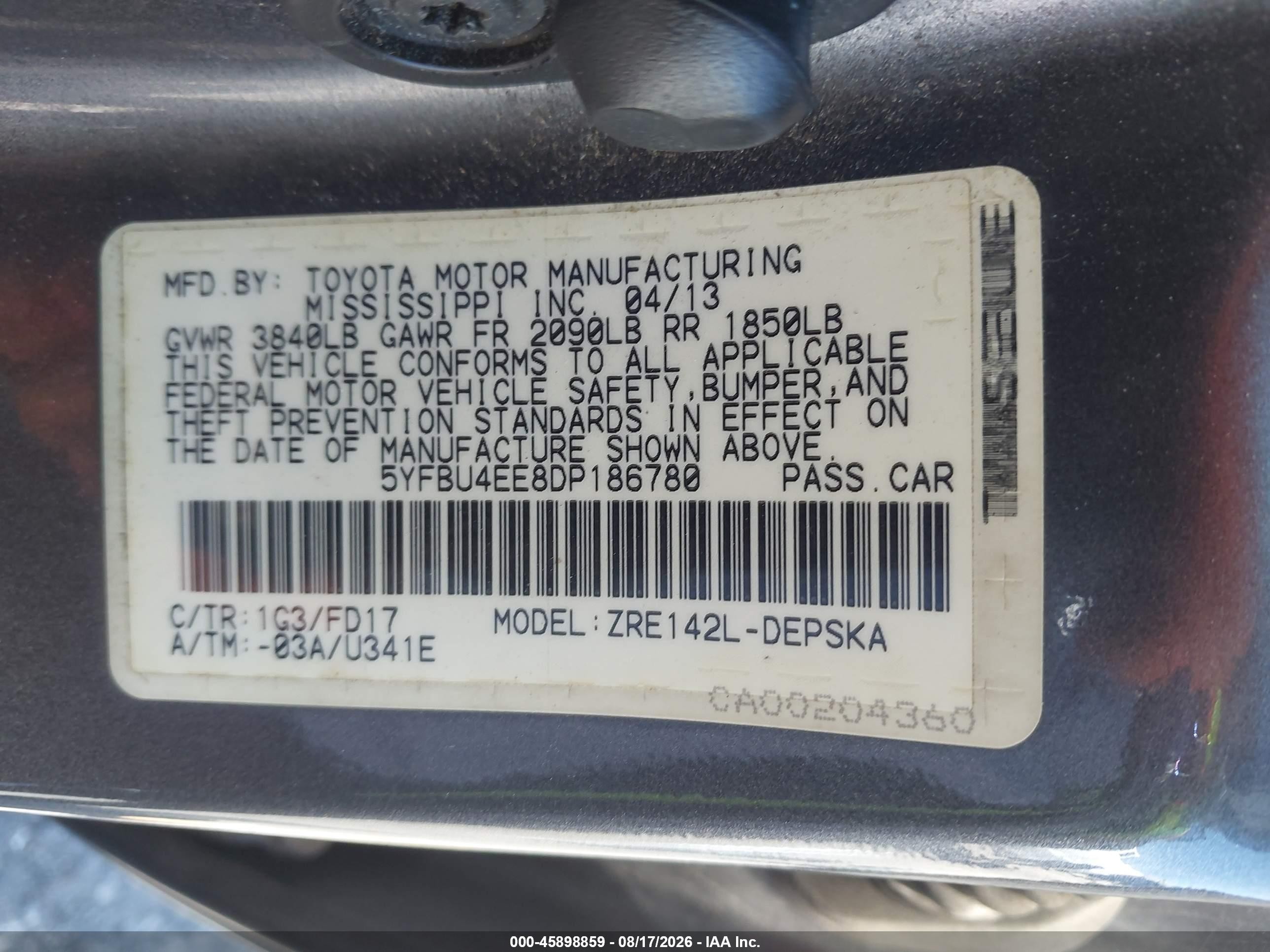 2013 Toyota Corolla S Gray vin: 5YFBU4EE8DP186780