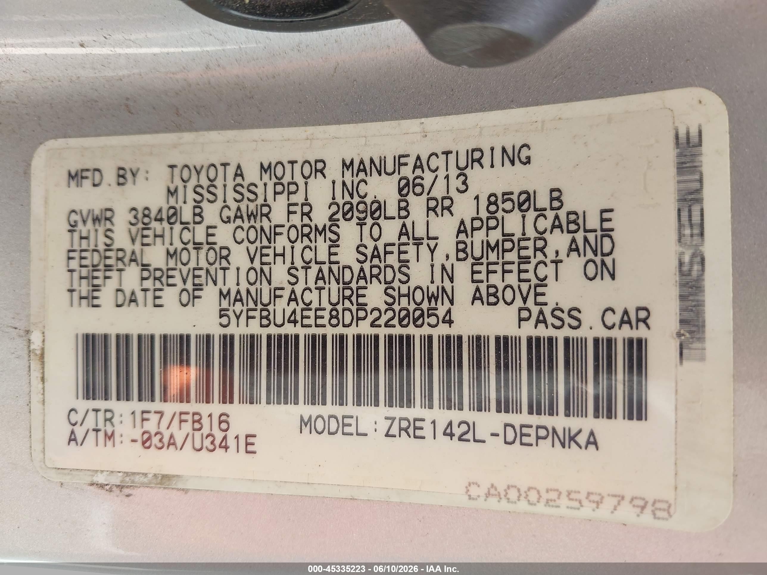 2013 Toyota Corolla Le Silver vin: 5YFBU4EE8DP220054