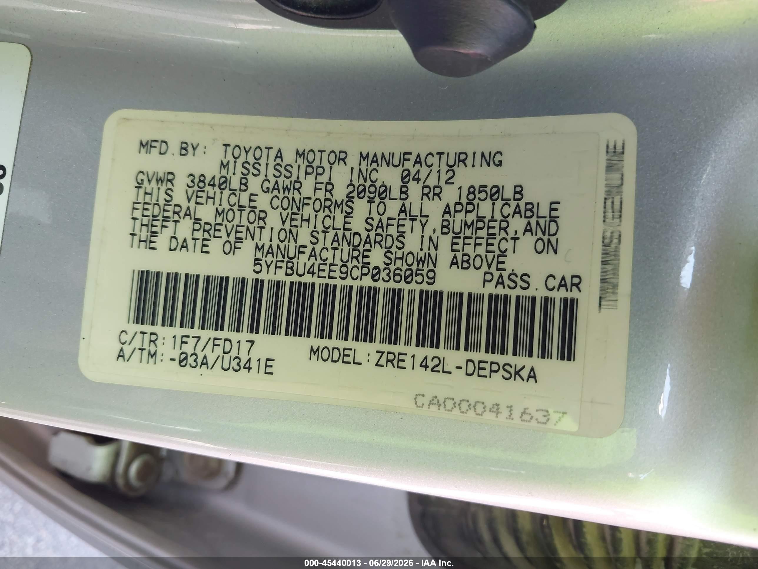 2012 Toyota Corolla S Silver vin: 5YFBU4EE9CP036059