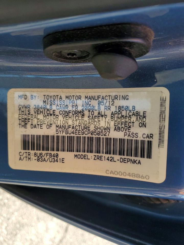 2012 Toyota Corolla Le Teal vin: 5YFBU4EE9CP050527