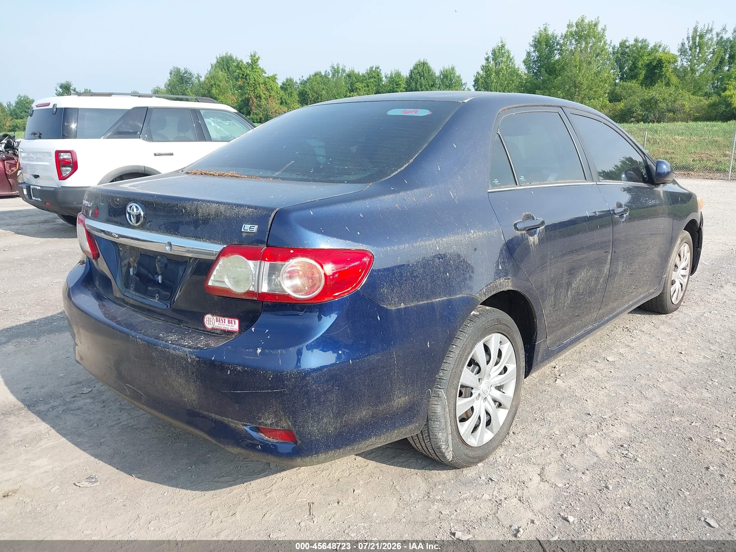 2013 Toyota Corolla Le Blue vin: 5YFBU4EE9DP150936