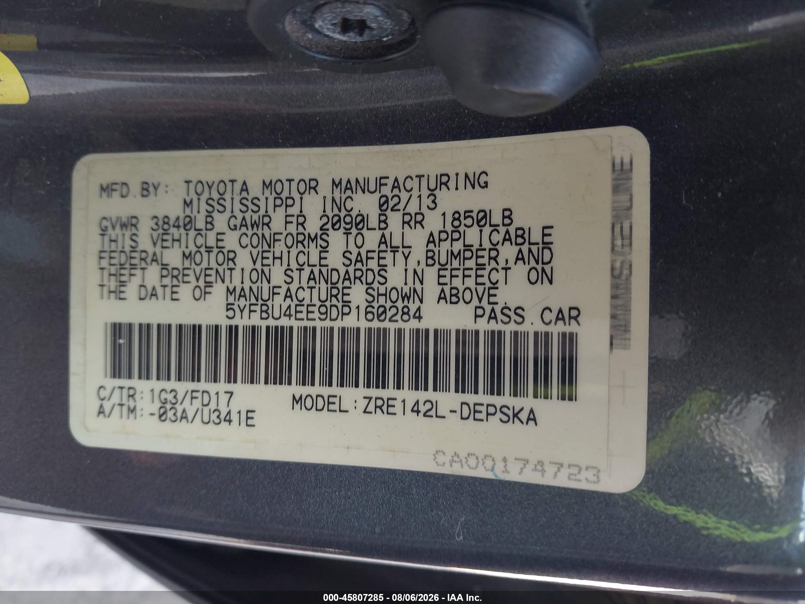 2013 Toyota Corolla S Gray vin: 5YFBU4EE9DP160284