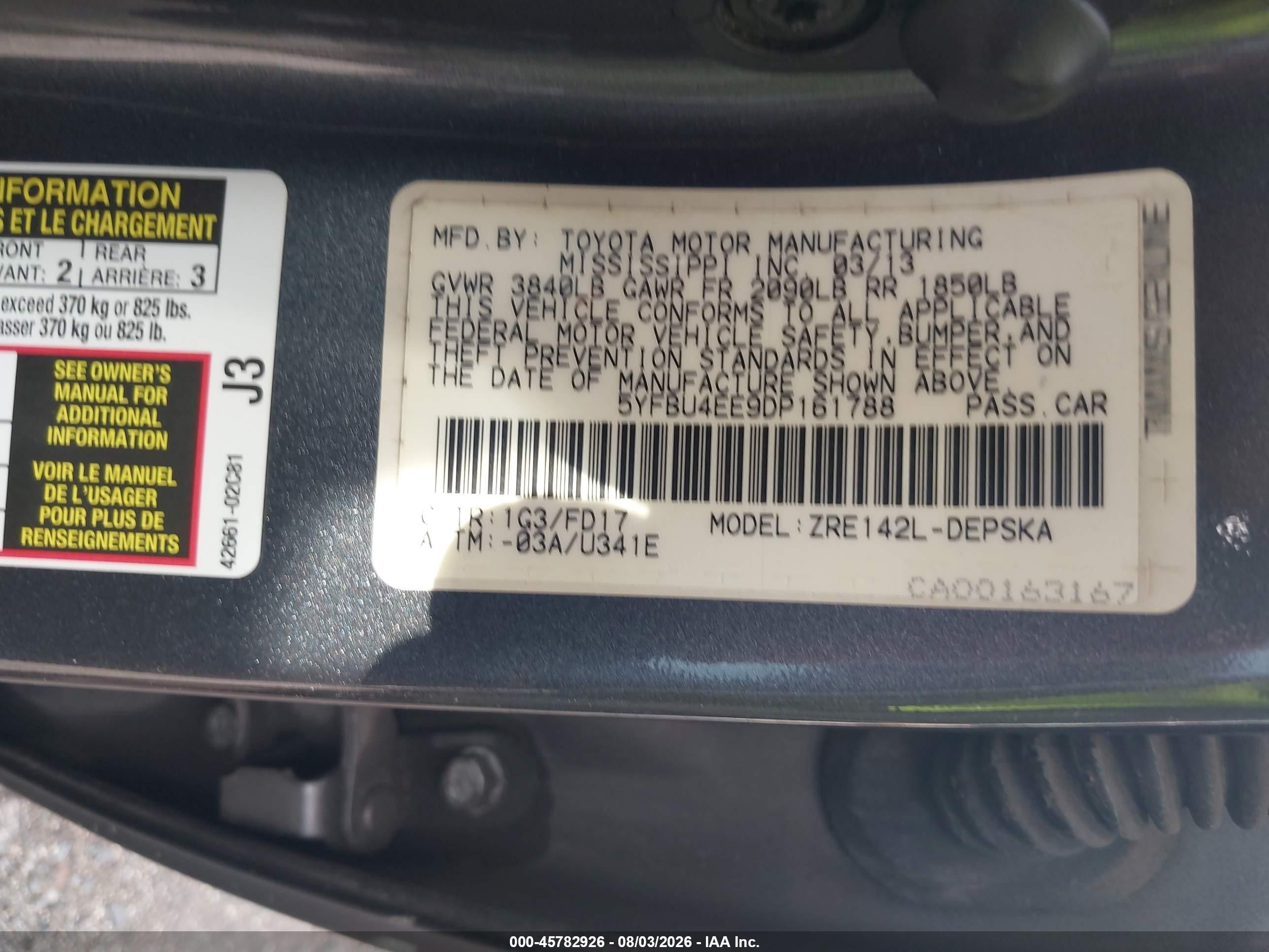 2013 Toyota Corolla S Gray vin: 5YFBU4EE9DP161788